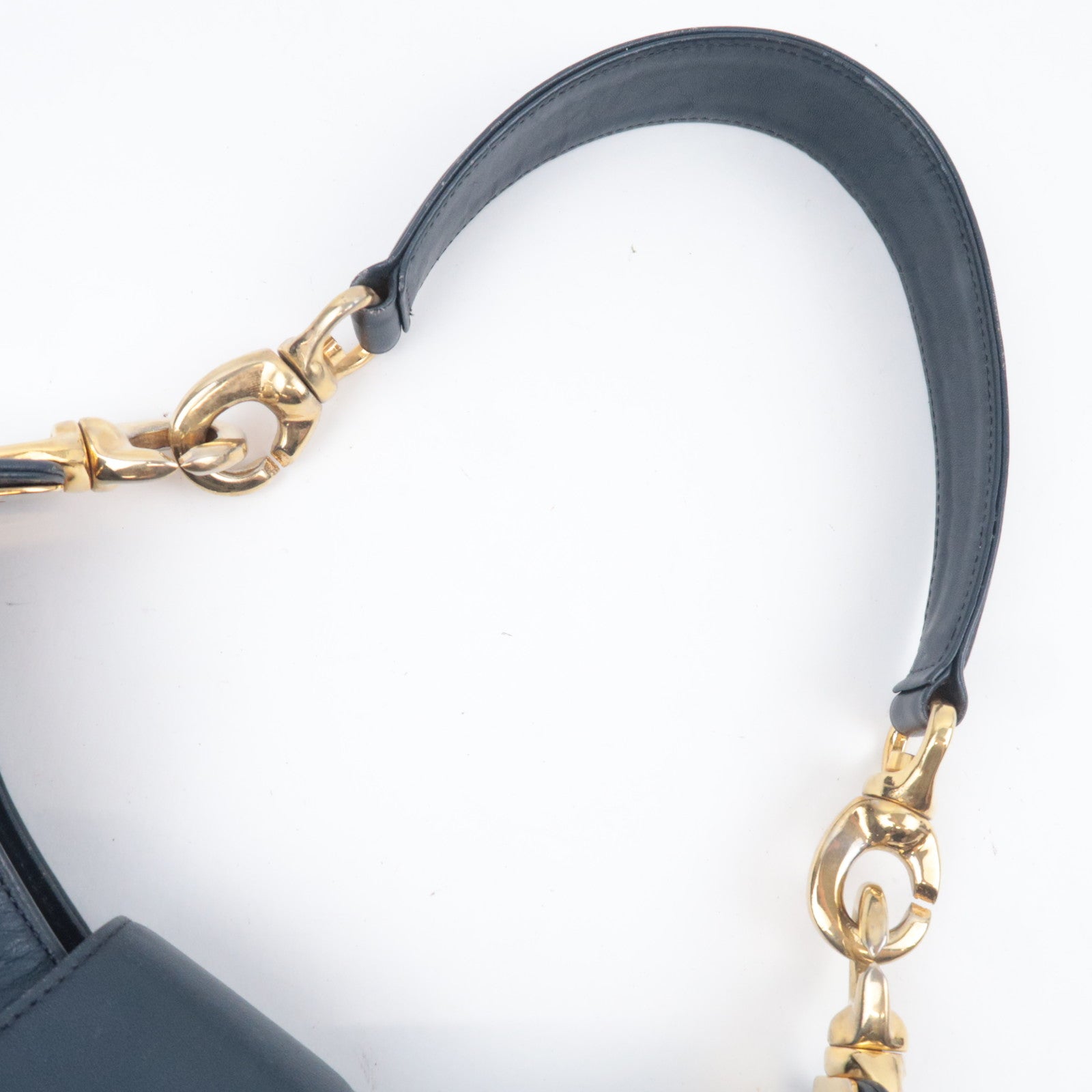 CELINE Macadam Turnlock Leather Shoulder Bag Navy
