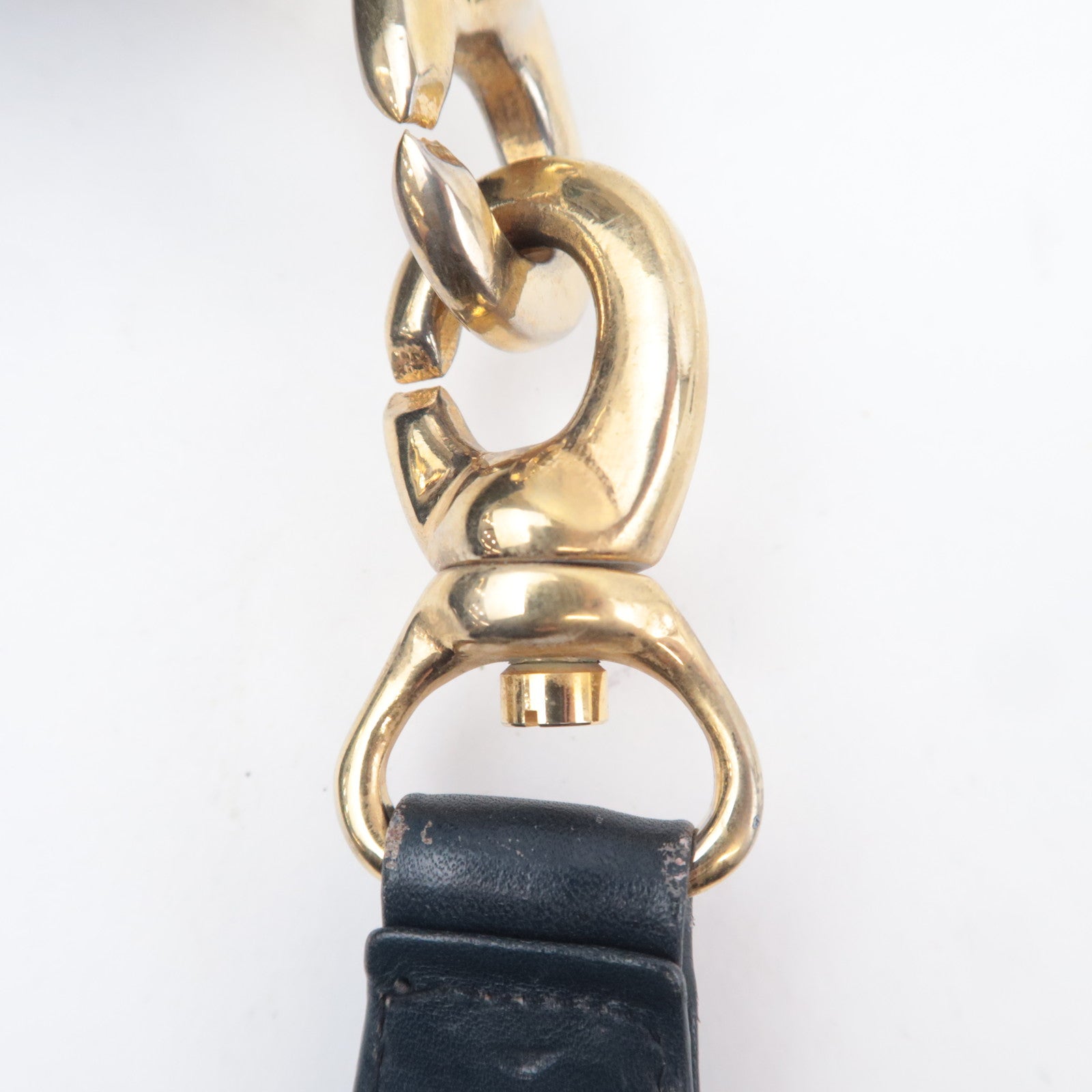 CELINE Macadam Turnlock Leather Shoulder Bag Navy