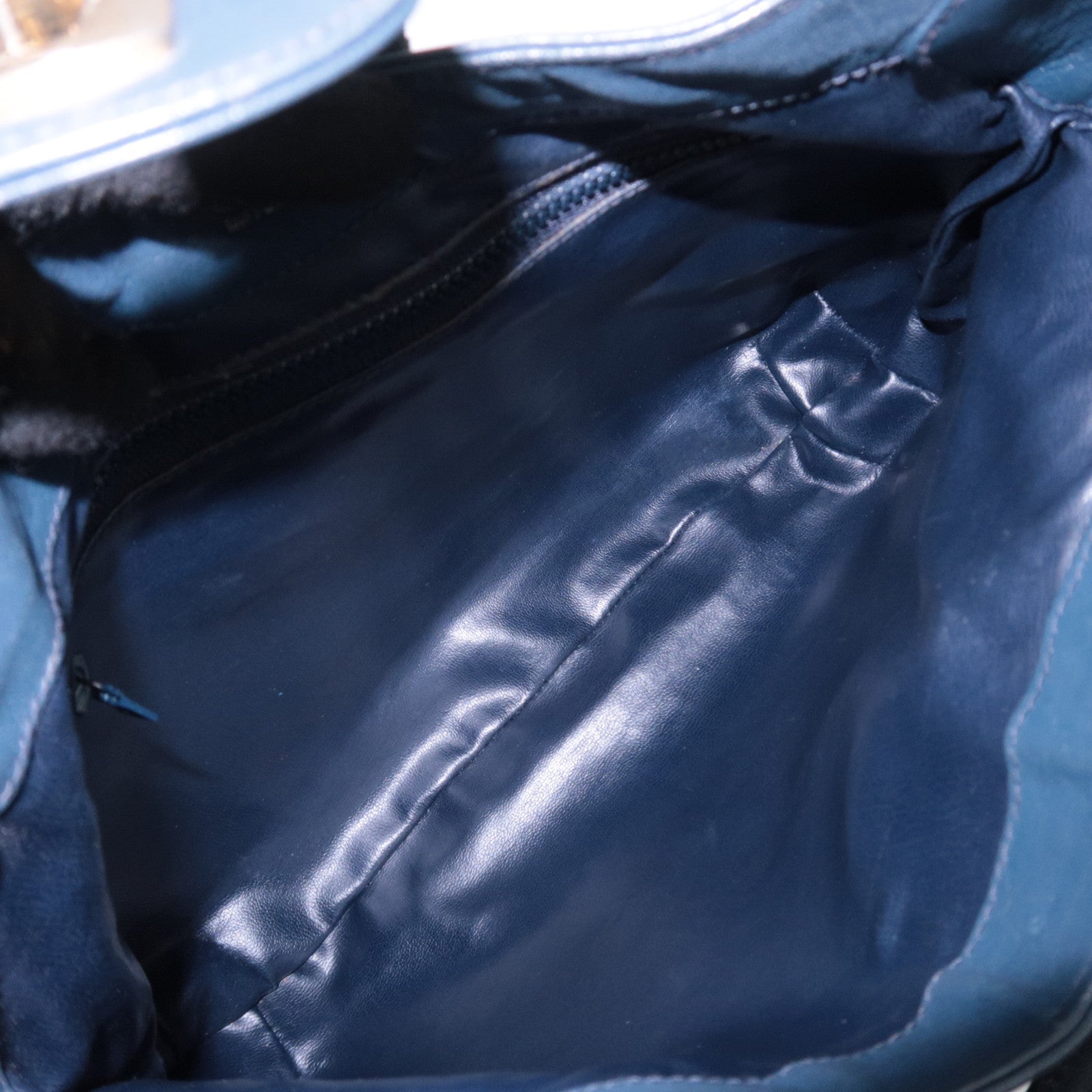 CELINE Macadam Turnlock Leather Shoulder Bag Navy