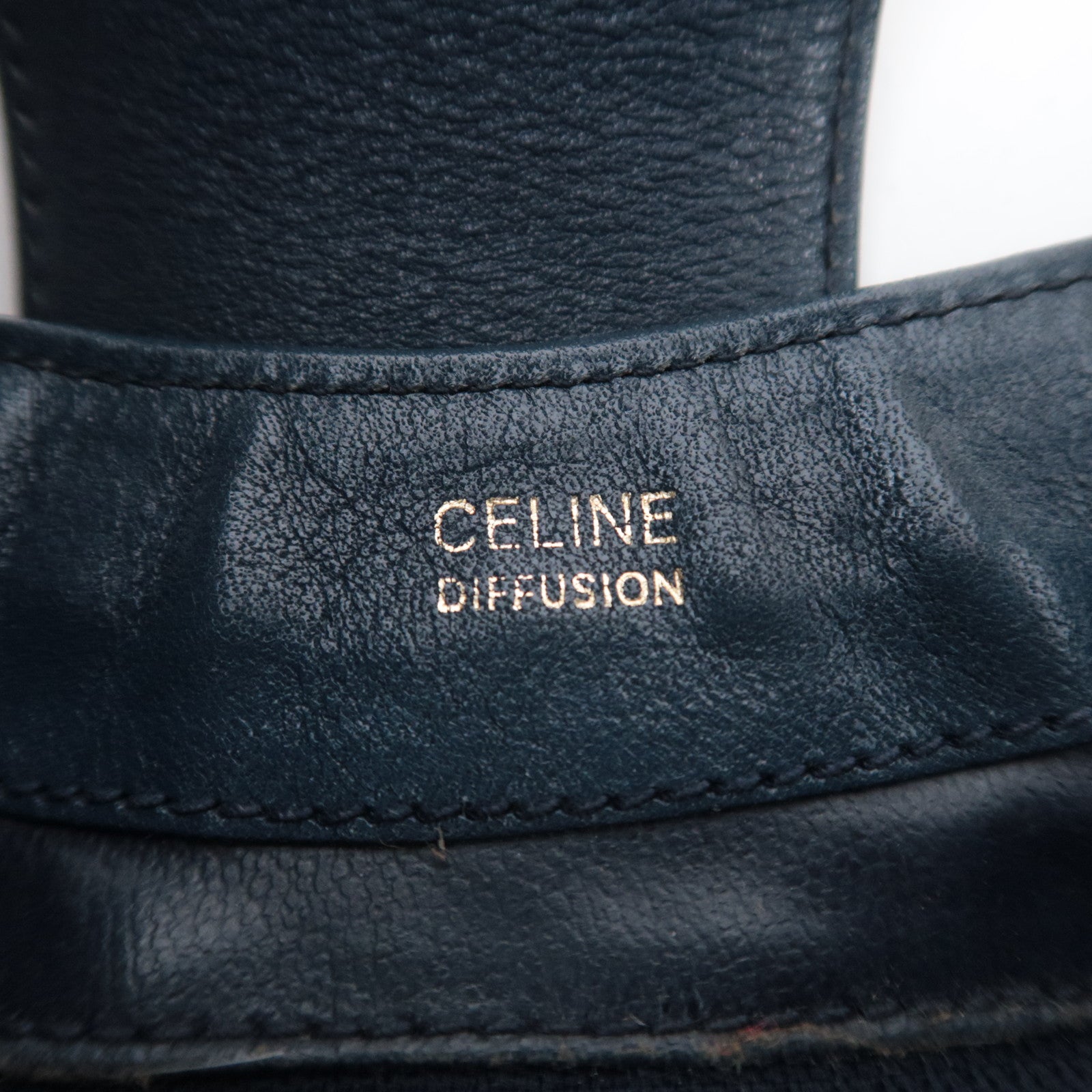 CELINE Macadam Turnlock Leather Shoulder Bag Navy