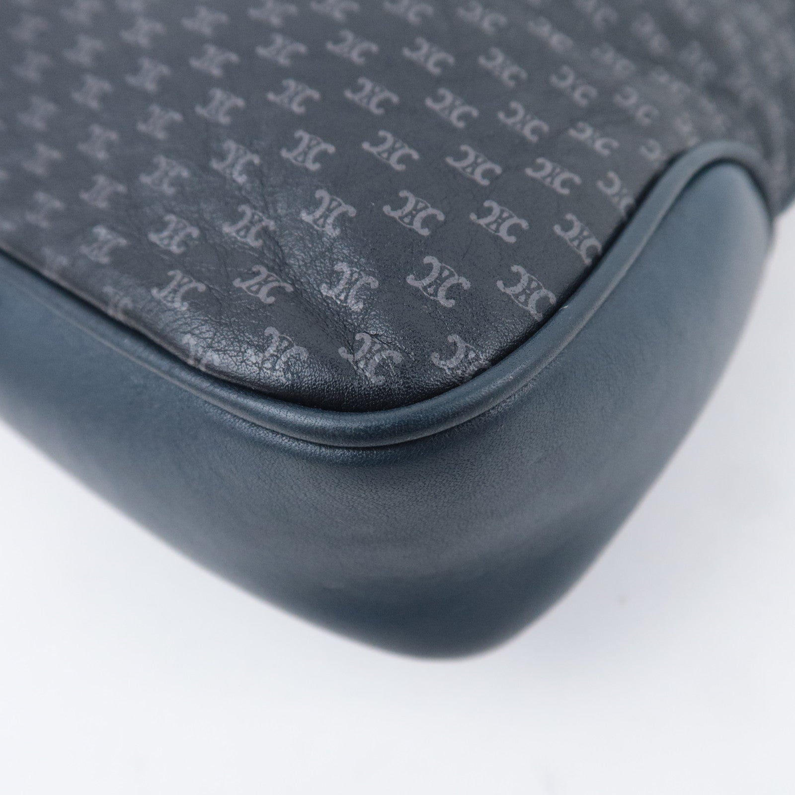 CELINE Macadam Turnlock Leather Shoulder Bag Navy
