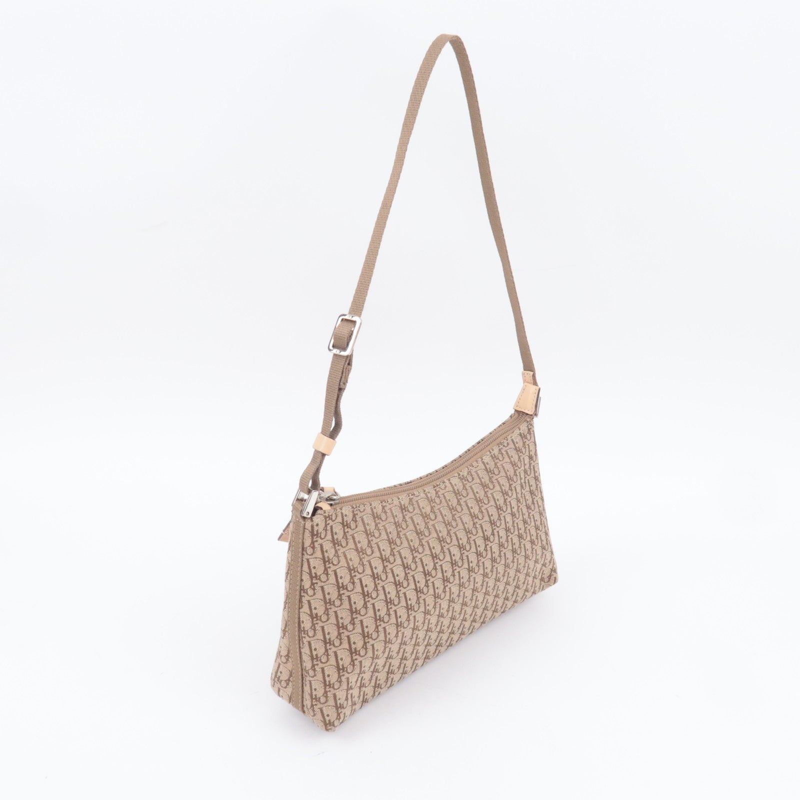 Christian Dior Trotter Canvas Shoulder Bag Beige