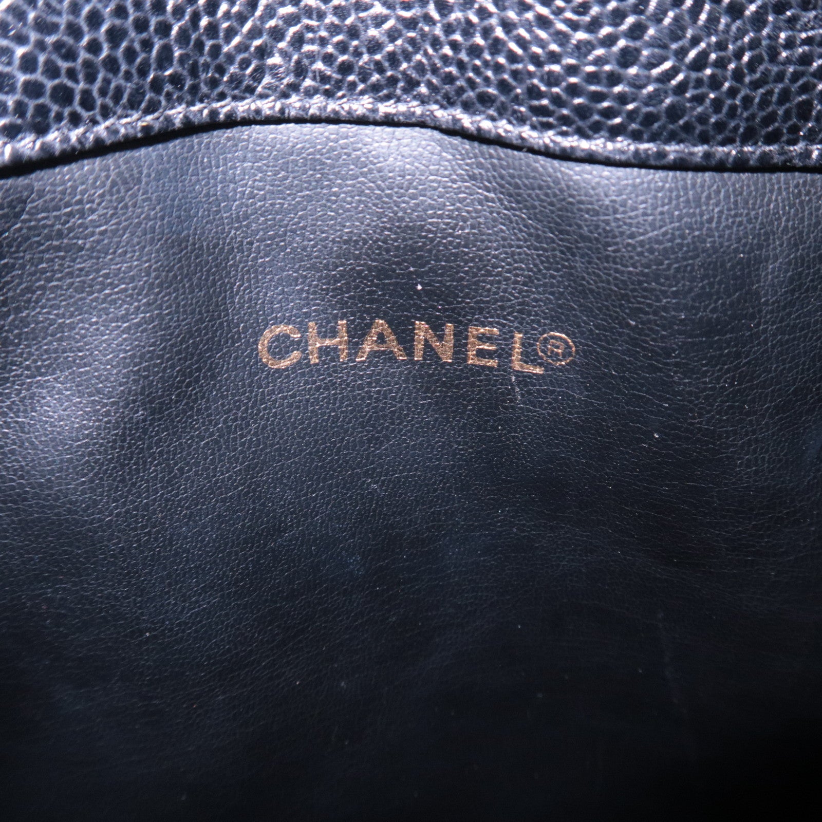 CHANEL Vintage Caviarskin Drawstring Shoulder Bag Black