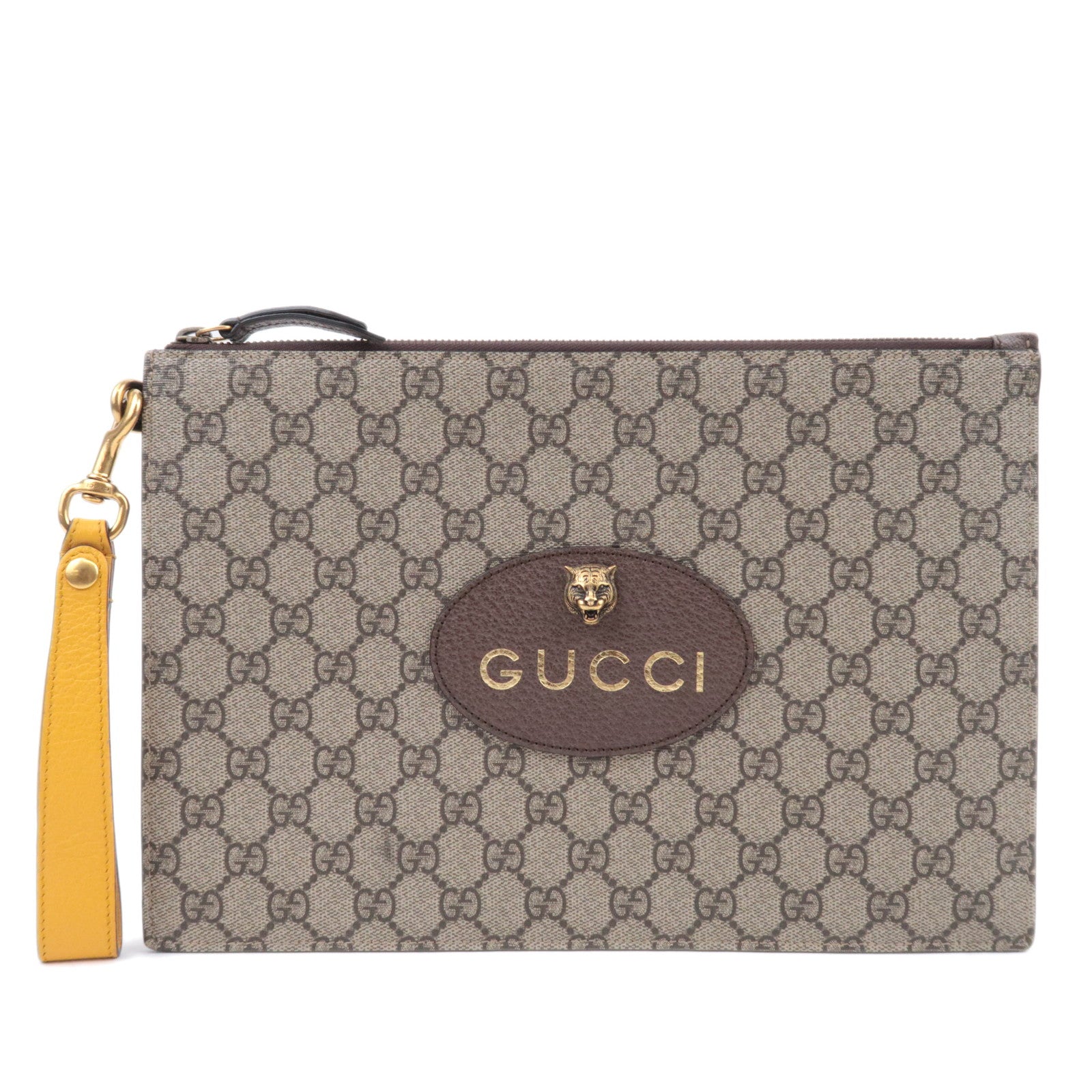 GUCCI Neo Vintage Tiger Head GG Supreme Clutch Bag 47395692006