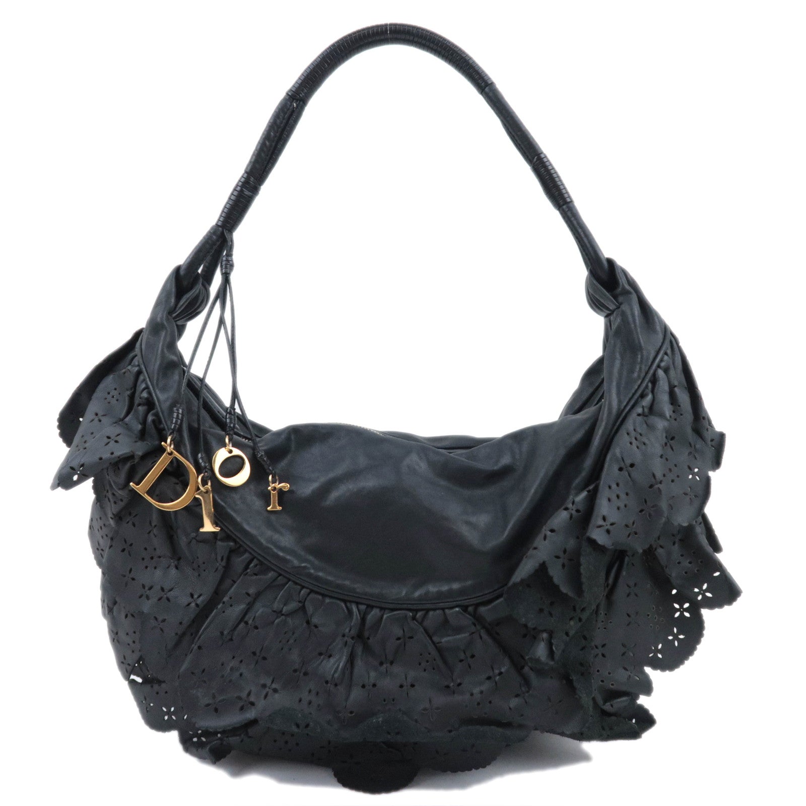 Christian Dior Gypsy Ruffle Perforated Leather Hobo Bag92007