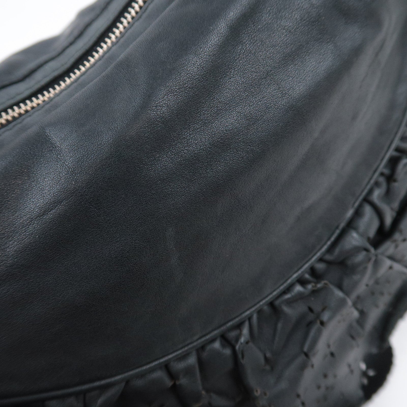 Christian Dior Gypsy Ruffle Perforated Leather Hobo Bag