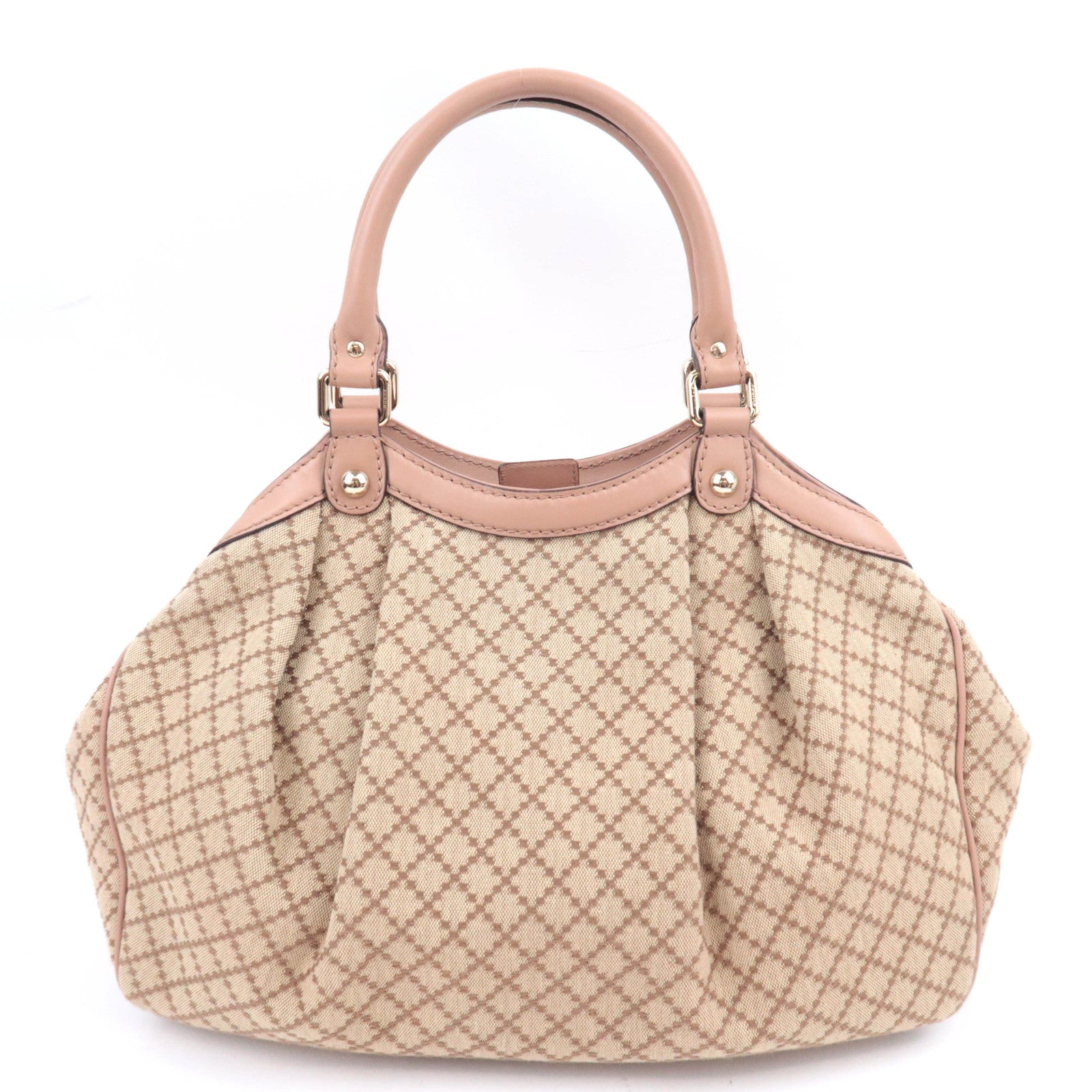 GUCCI Diamante Sukey Canvas Tote Bag Beige Pink 211944