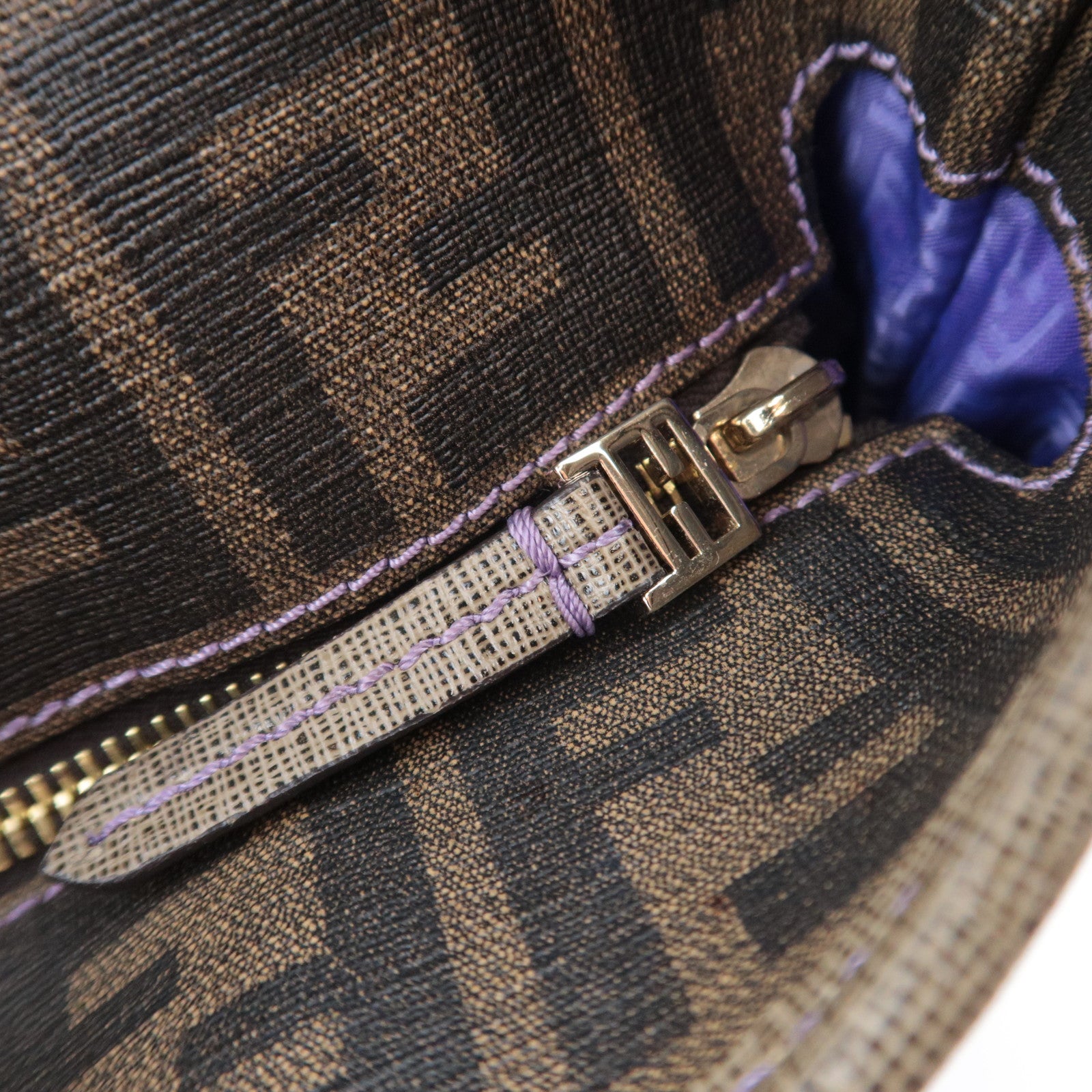 FENDI Zucca Tote Bag PVC Brown Purple 8BH185