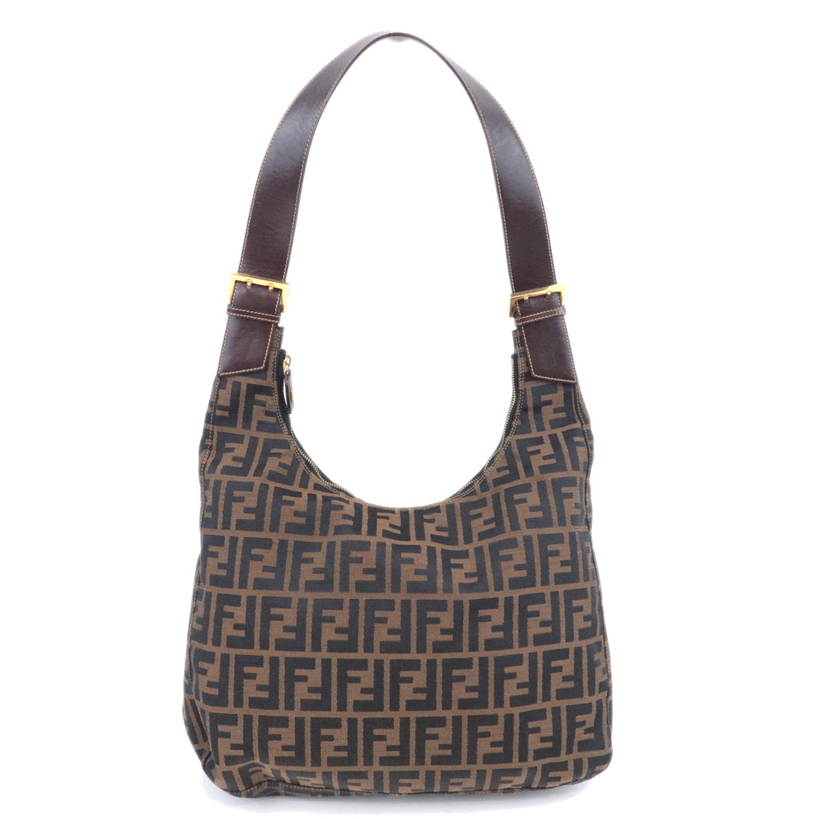 FENDI Zucca Canvas Shoulder Bag Brown 2643392017