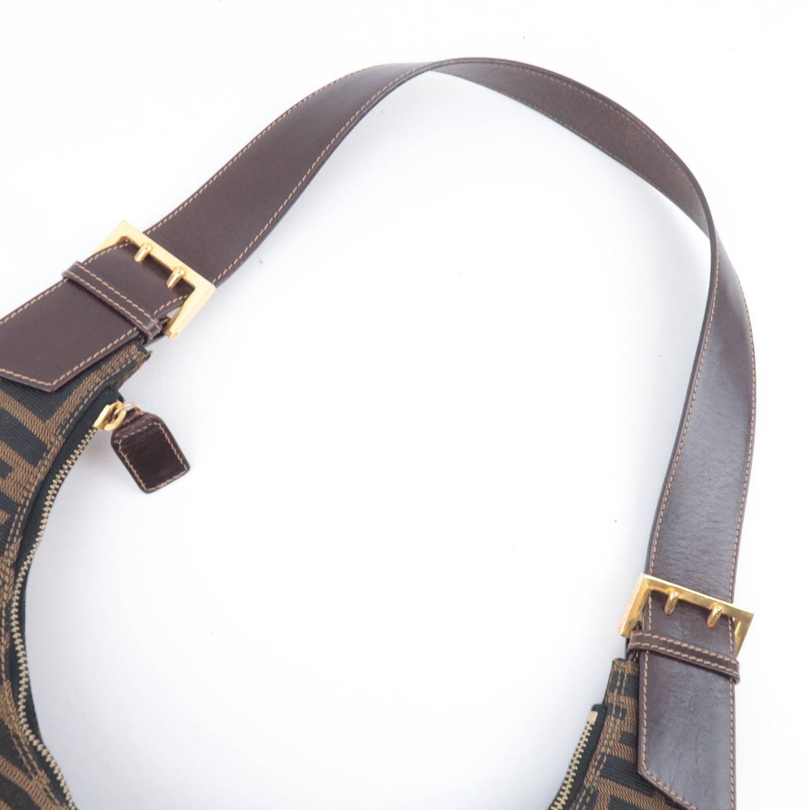 FENDI Zucca Canvas Shoulder Bag Brown 26433