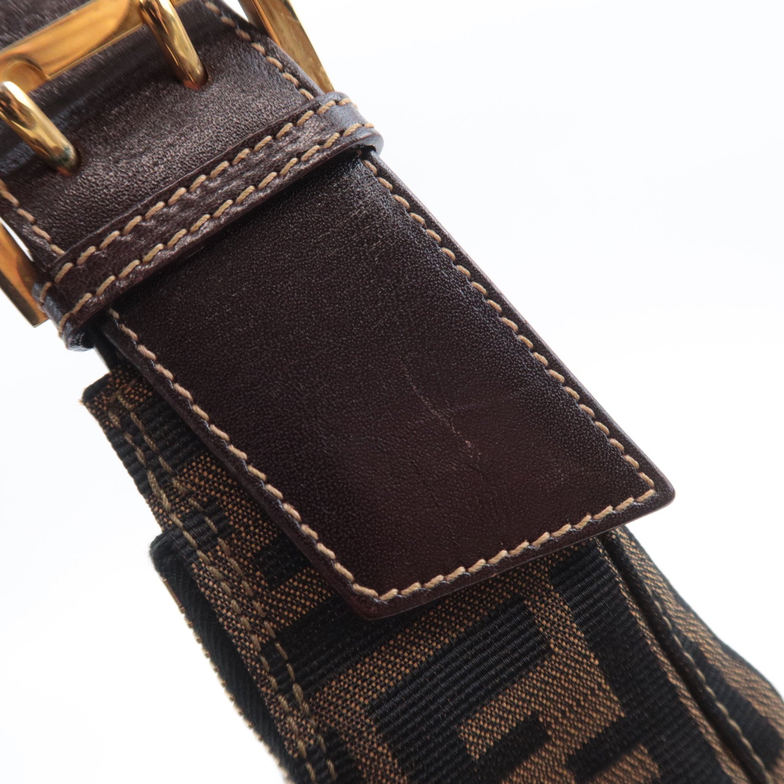 FENDI Zucca Canvas Shoulder Bag Brown 26433