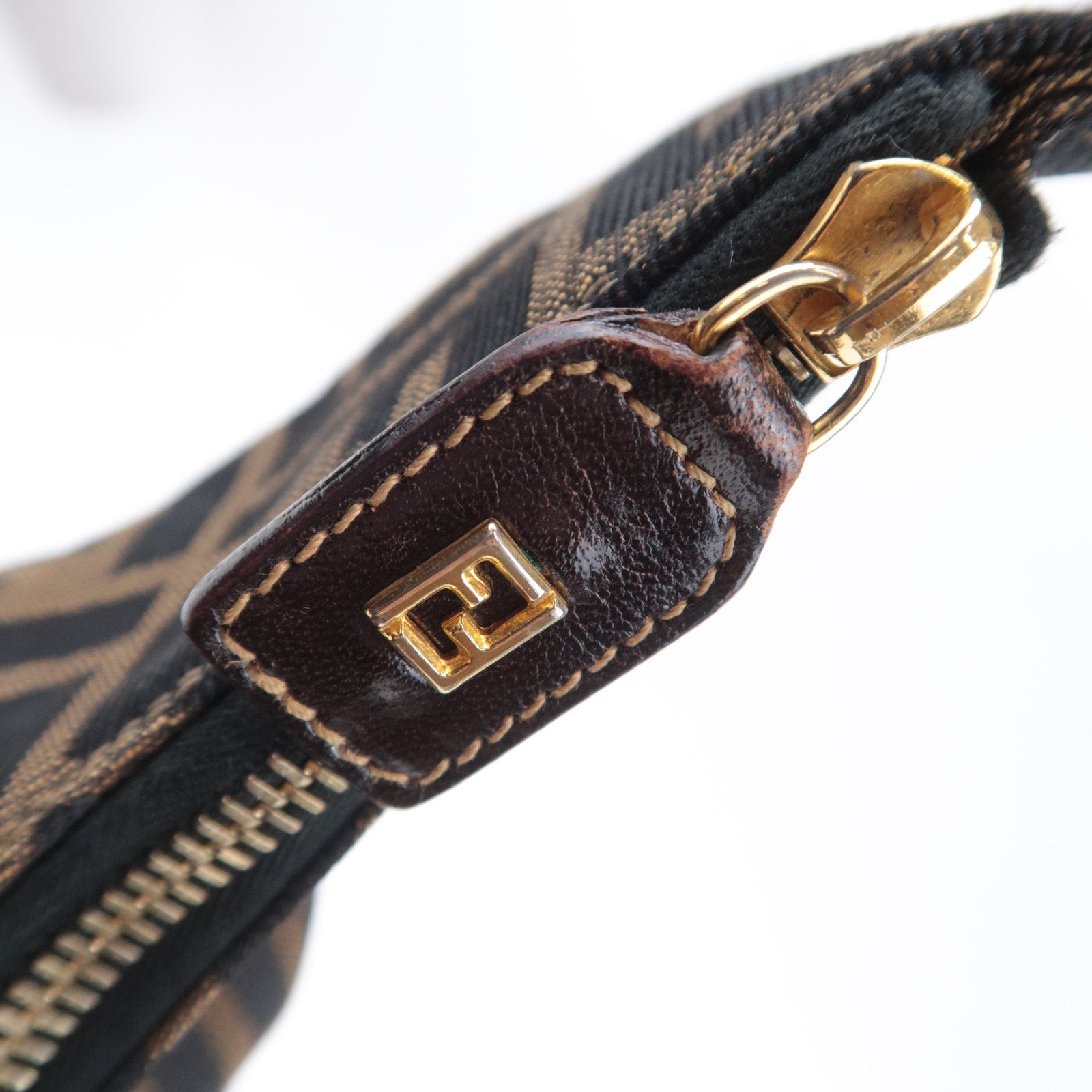FENDI Zucca Canvas Shoulder Bag Brown 26433