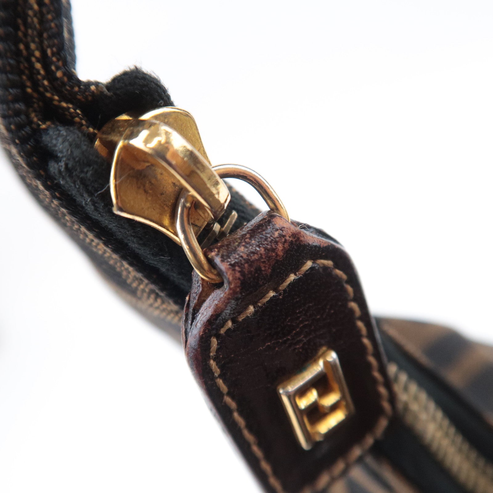 FENDI Zucca Canvas Shoulder Bag Brown 26433