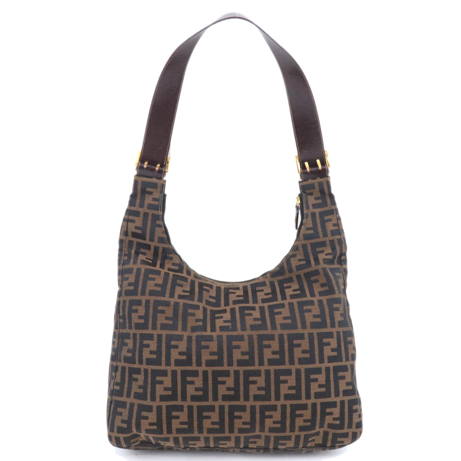 FENDI Zucca Canvas Shoulder Bag Brown 26433