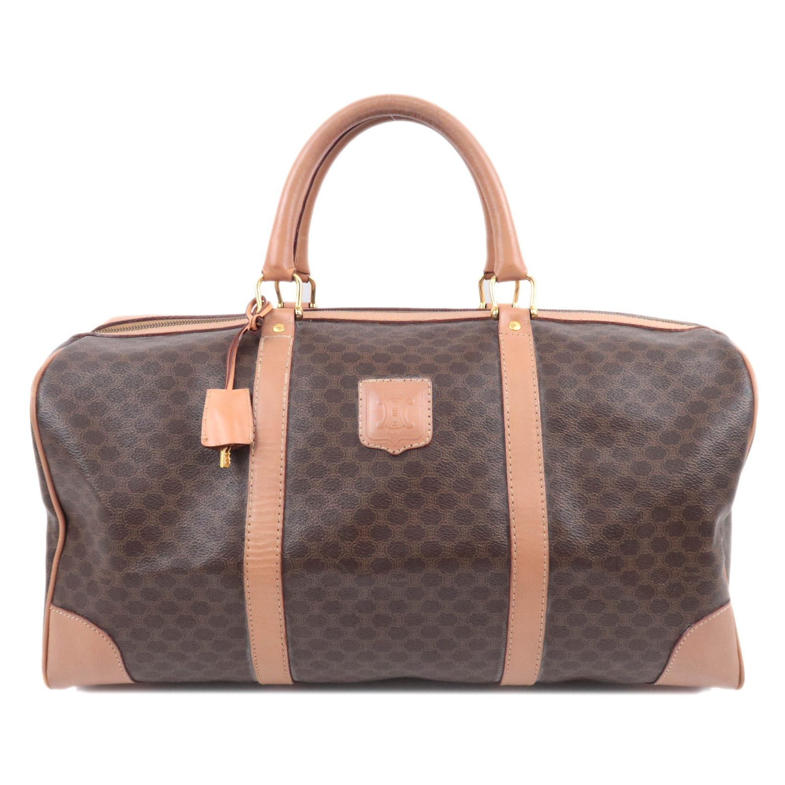 CELINE Macadam Boston Bag PVC Leather Brown92023