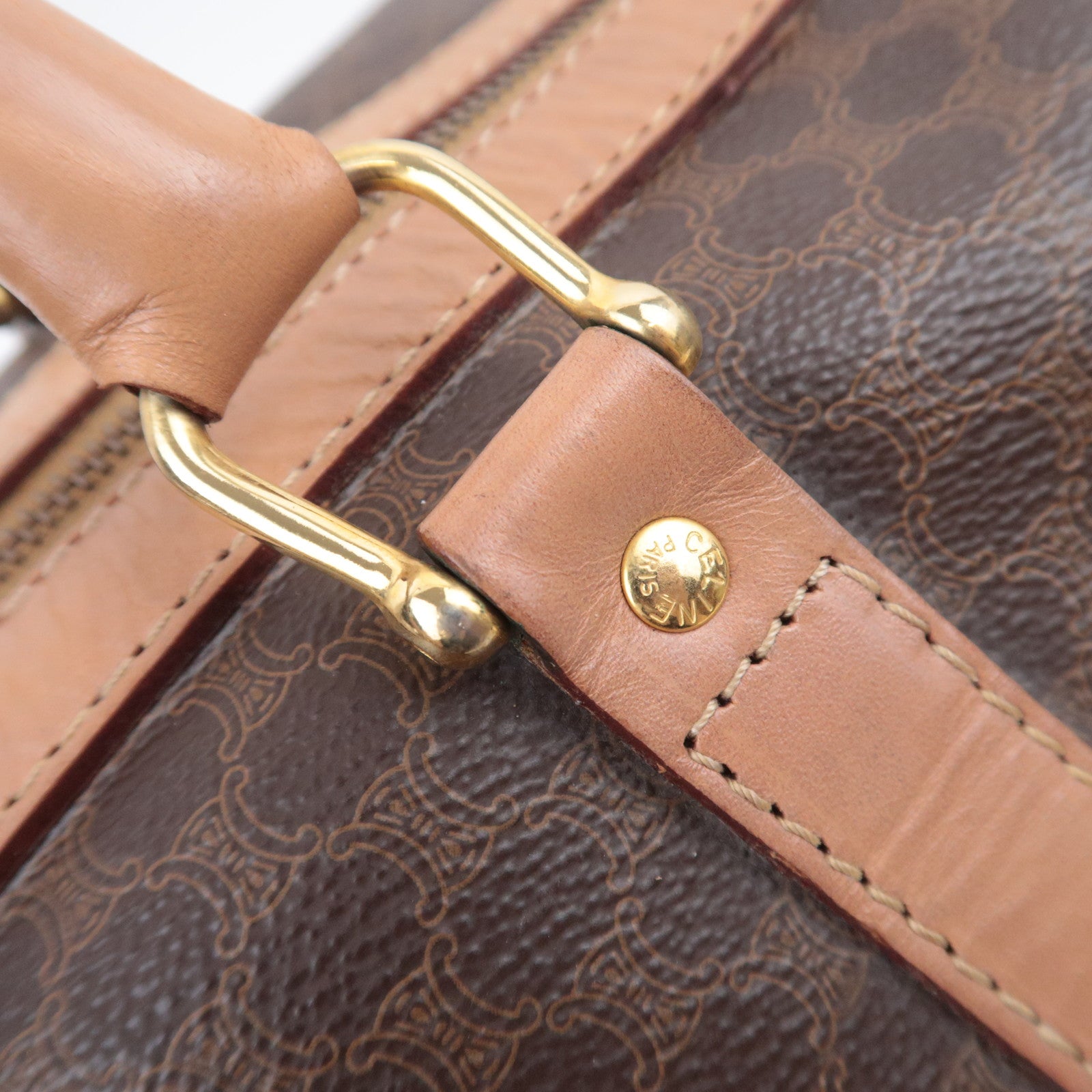 CELINE Macadam Boston Bag PVC Leather Brown