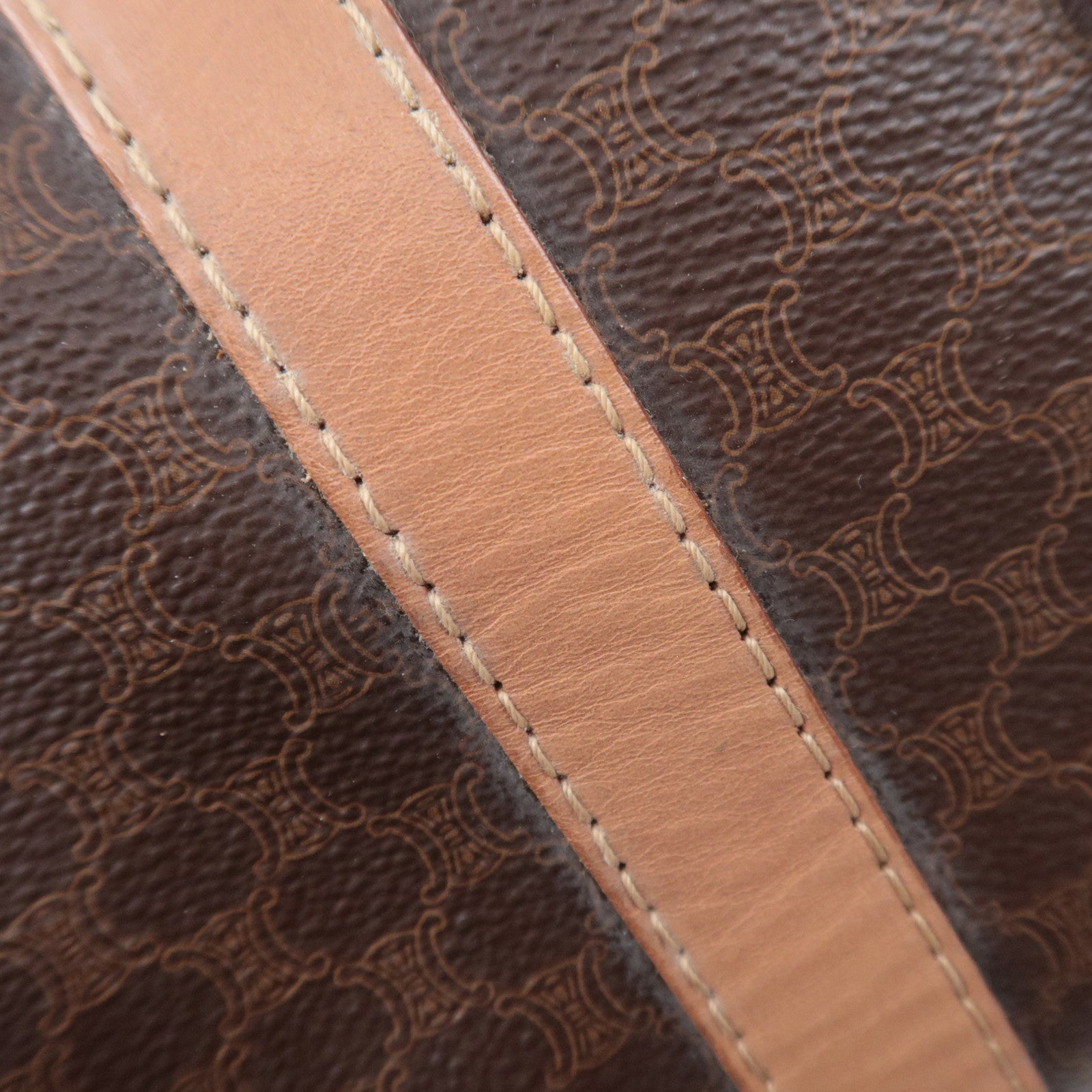CELINE Macadam Boston Bag PVC Leather Brown