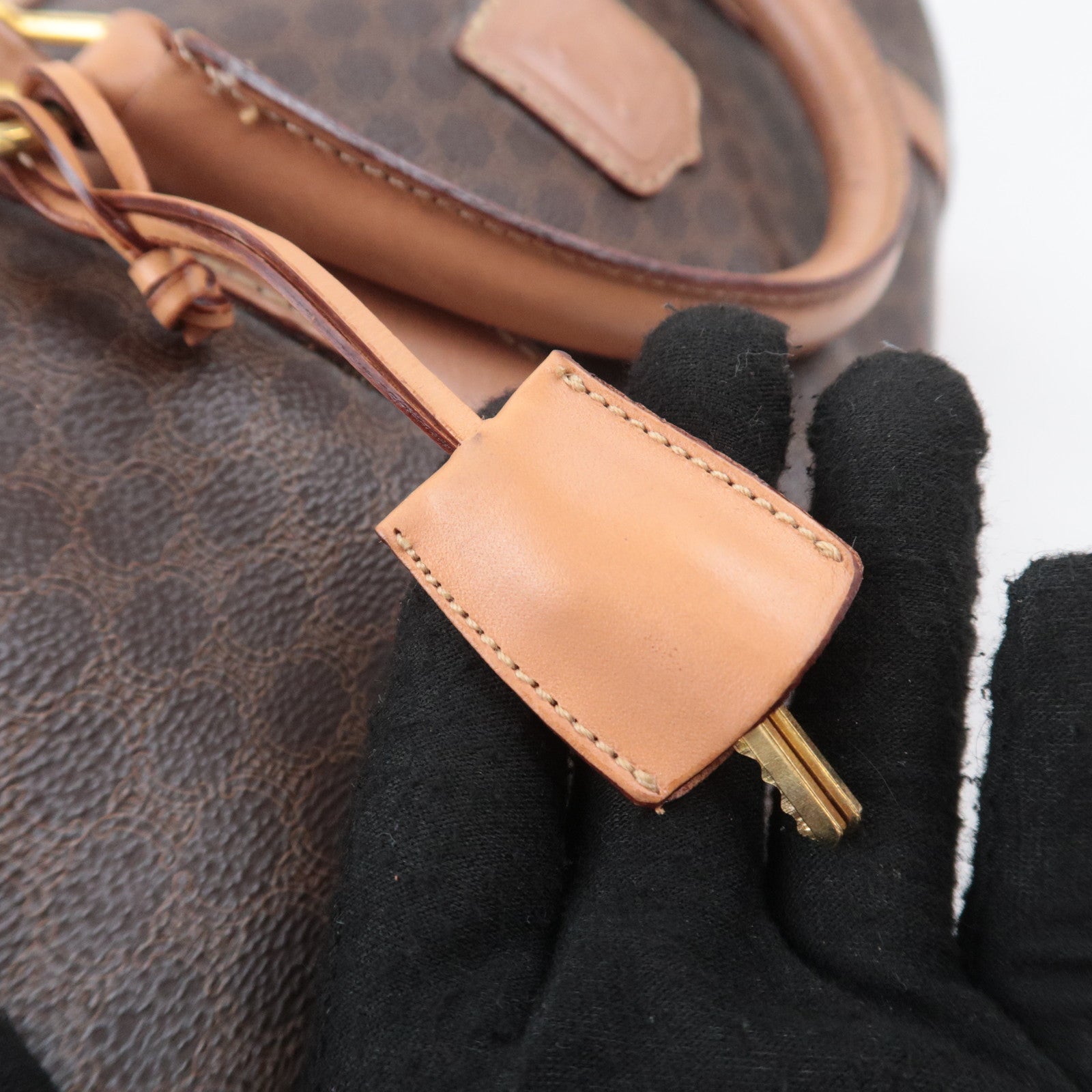 CELINE Macadam Boston Bag PVC Leather Brown