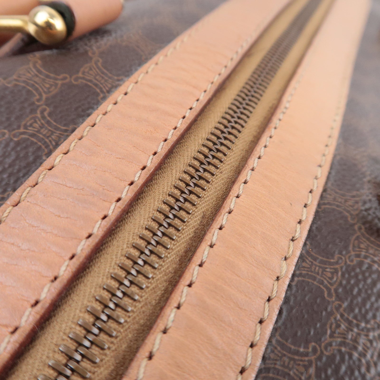 CELINE Macadam Boston Bag PVC Leather Brown