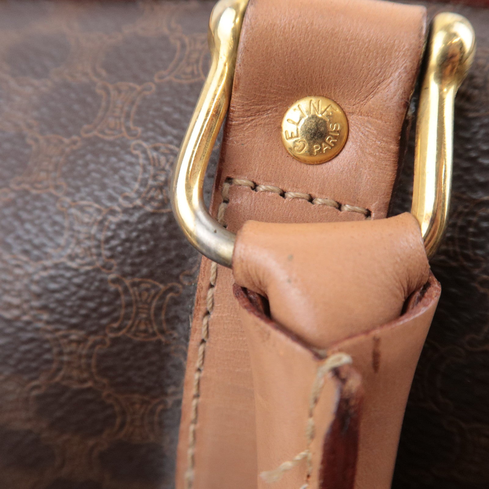 CELINE Macadam Boston Bag PVC Leather Brown