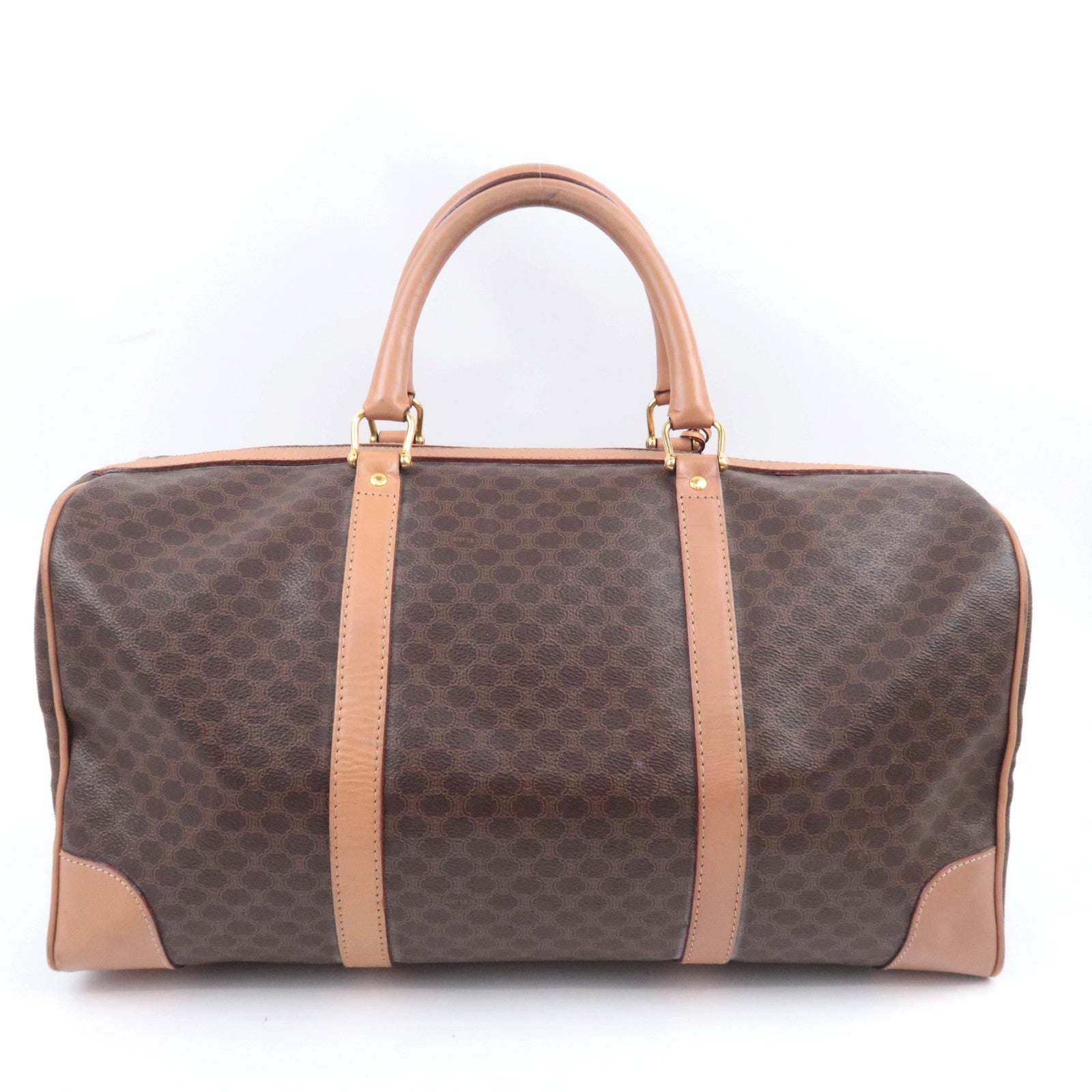 CELINE Macadam Boston Bag PVC Leather Brown