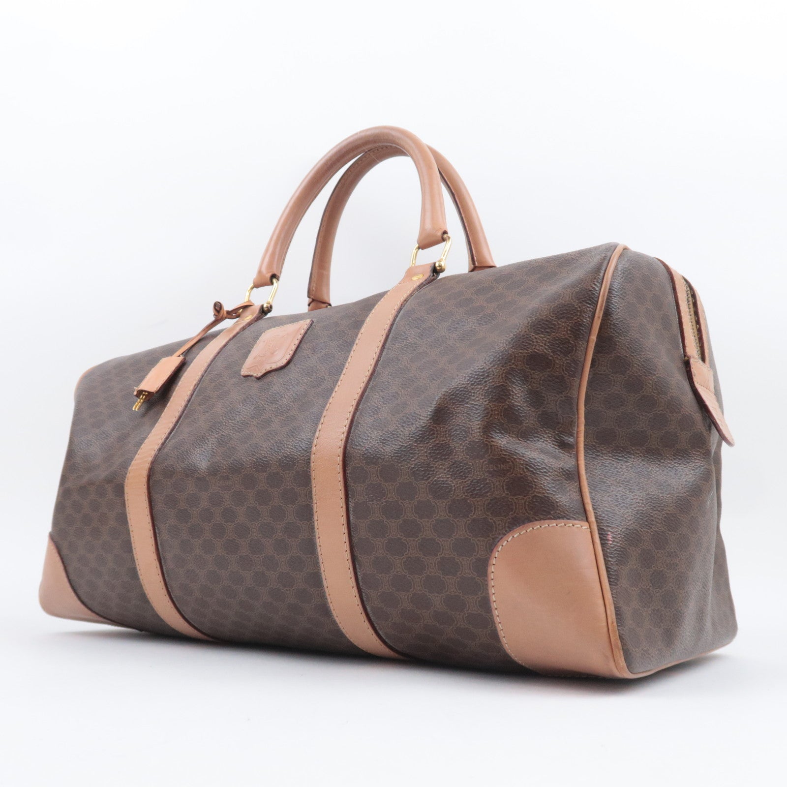CELINE Macadam Boston Bag PVC Leather Brown