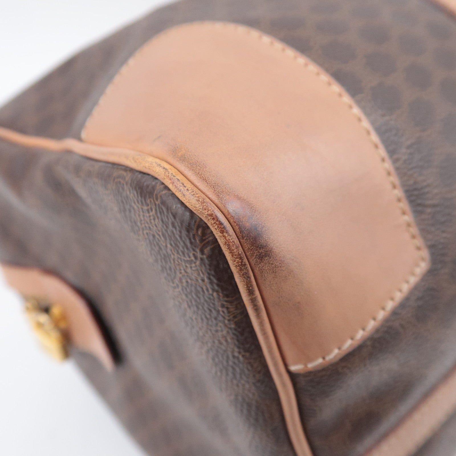 CELINE Macadam Boston Bag PVC Leather Brown