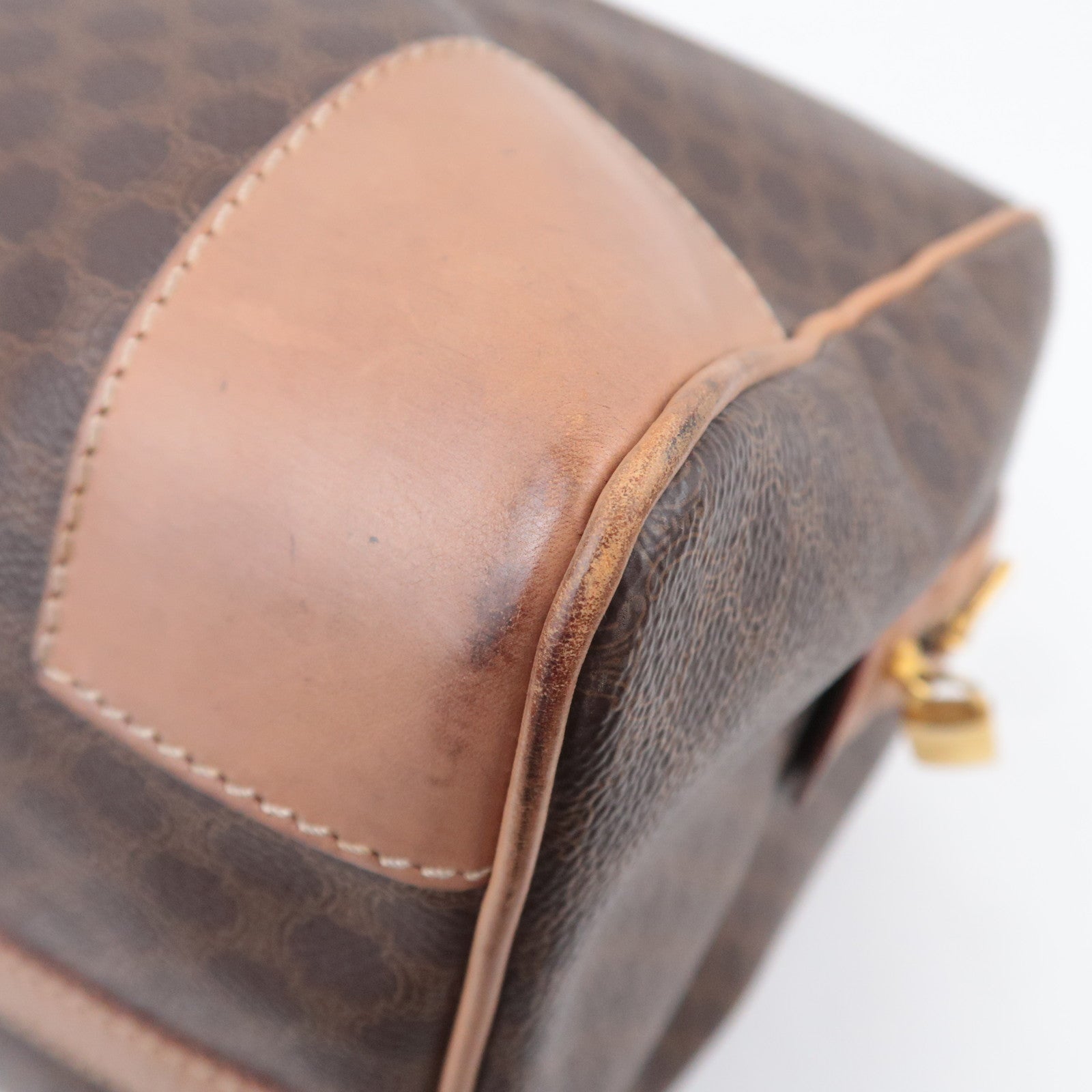 CELINE Macadam Boston Bag PVC Leather Brown