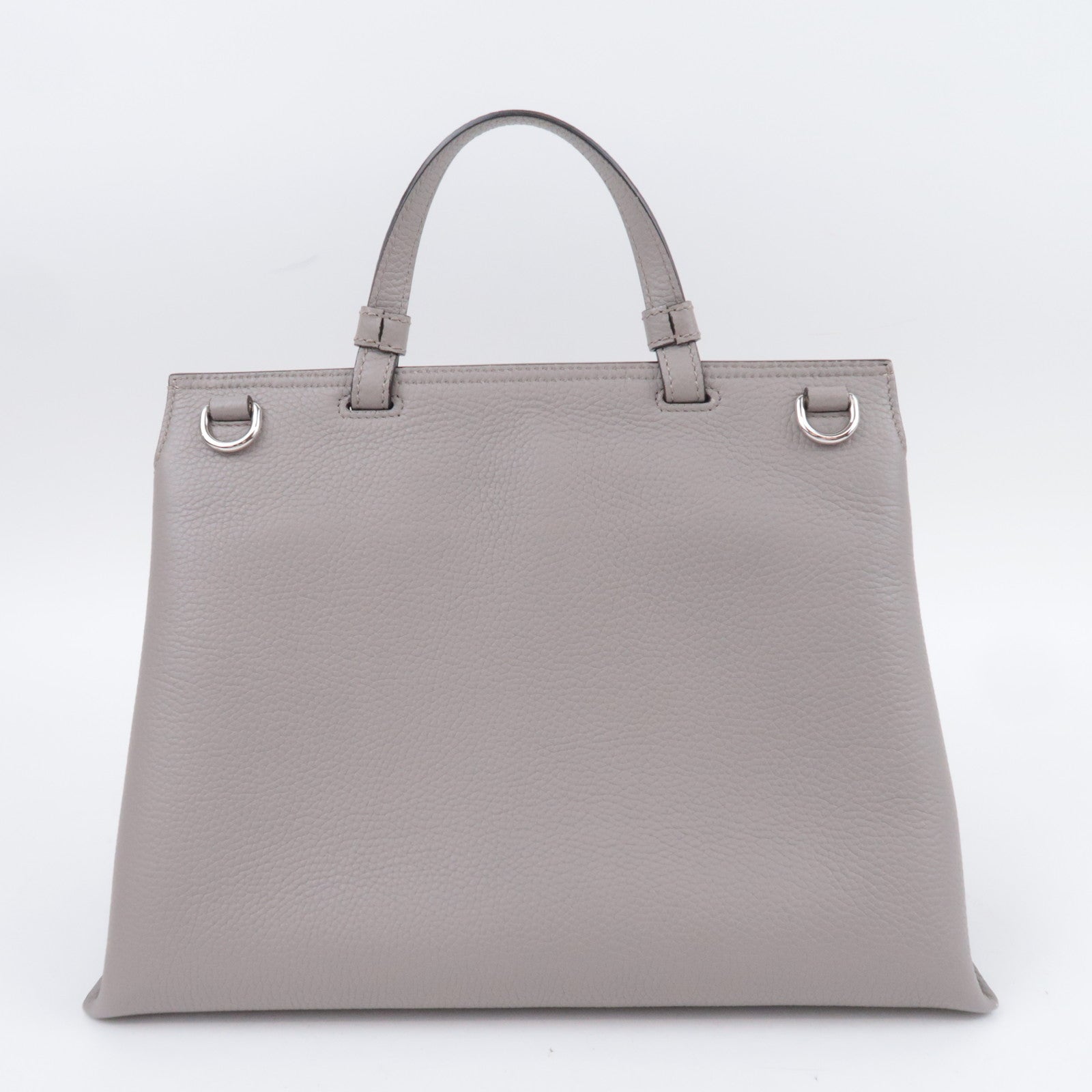 GUCCI Bamboo Daily Leather 2Way Top Handle Bag Gray 392013