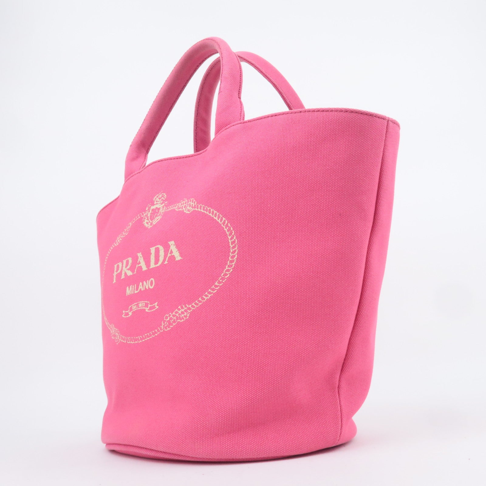 PRADA Canapa 2Way Canvas Tote Bag Pink 1BG186