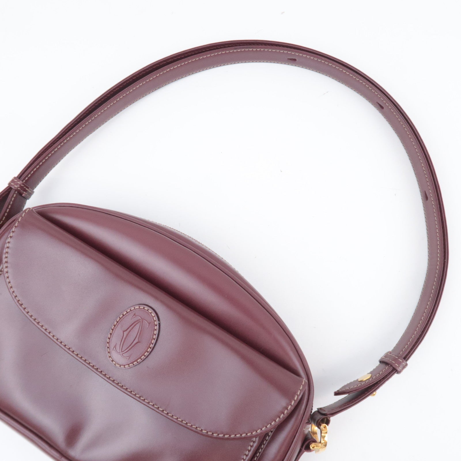 Cartier Must de Cartier Leather Shoulder Bag Bordeaux