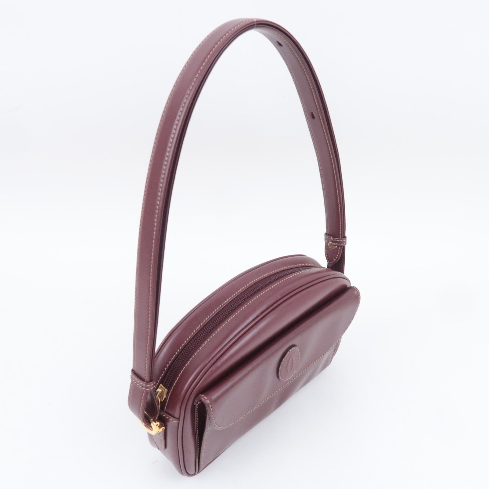 Cartier Must de Cartier Leather Shoulder Bag Bordeaux