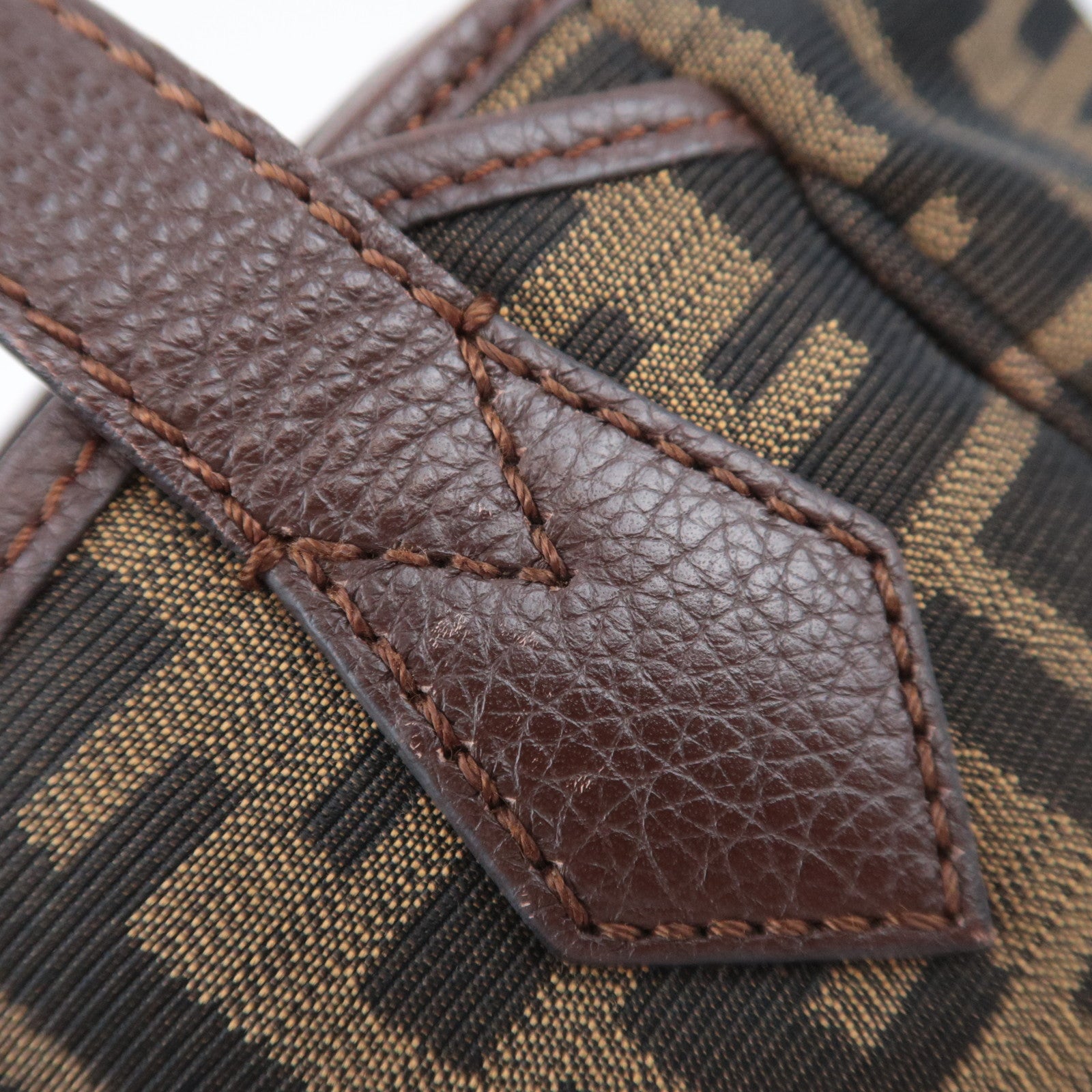 FENDI Zucca Canvas Pleated Tote Bag Brown 8BH268