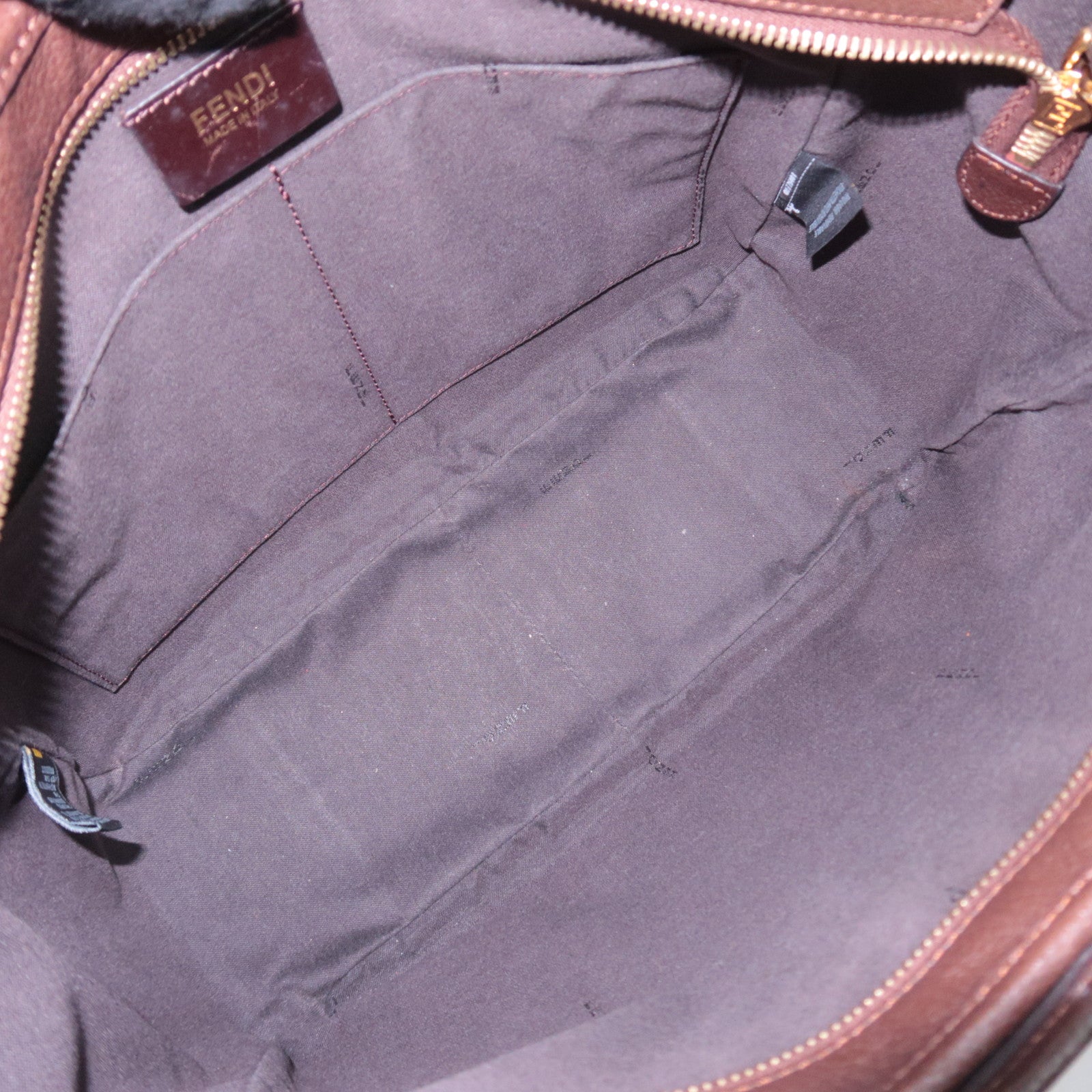 FENDI Zucca Canvas Pleated Tote Bag Brown 8BH268