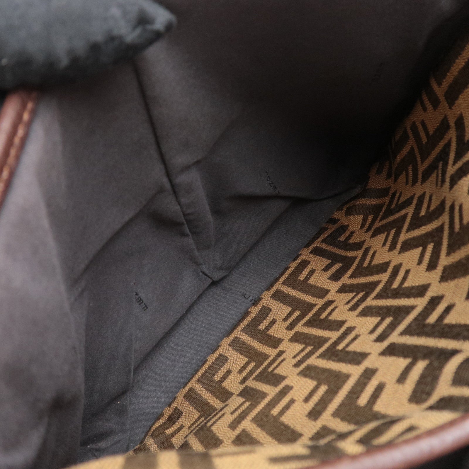 FENDI Zucca Canvas Pleated Tote Bag Brown 8BH268