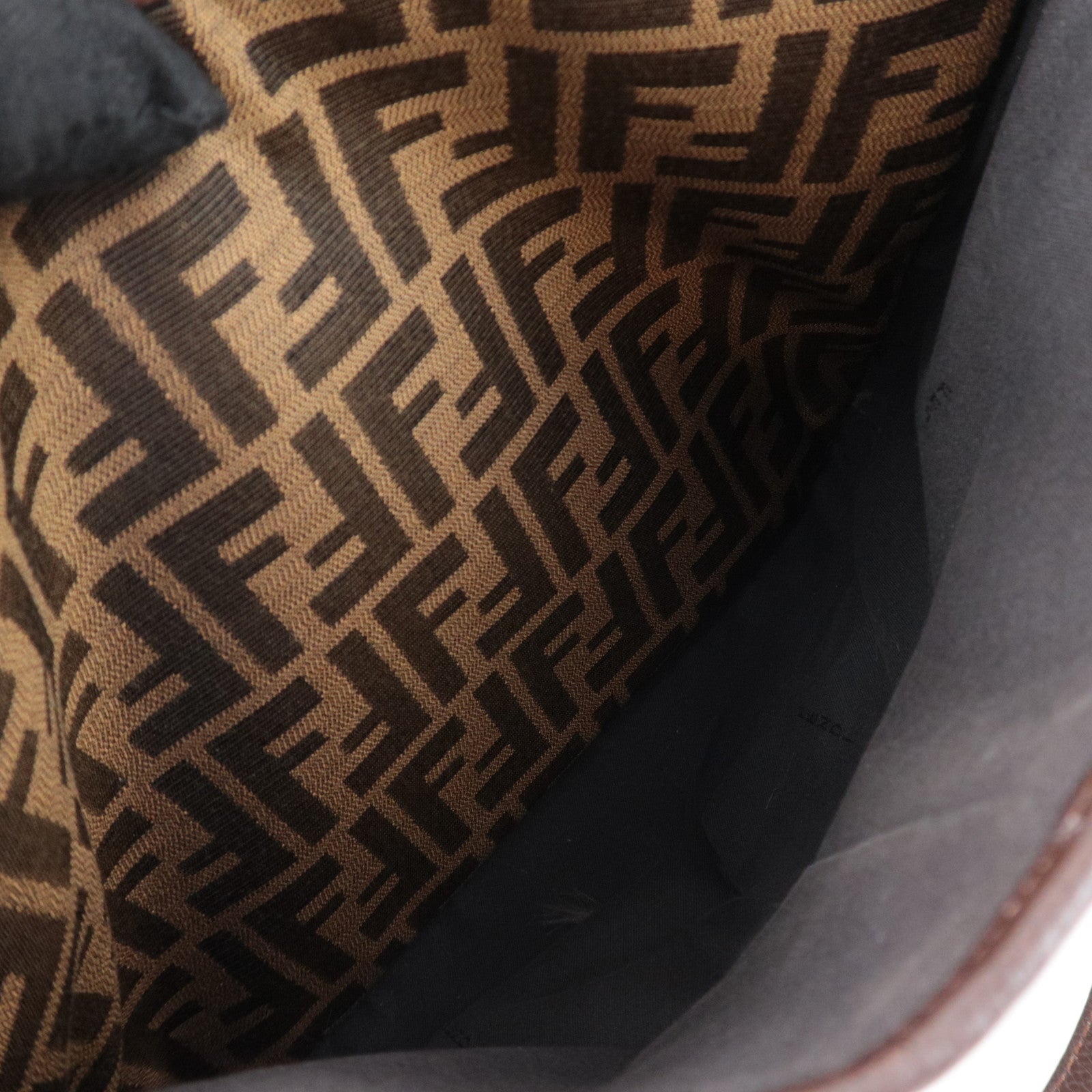 FENDI Zucca Canvas Pleated Tote Bag Brown 8BH268