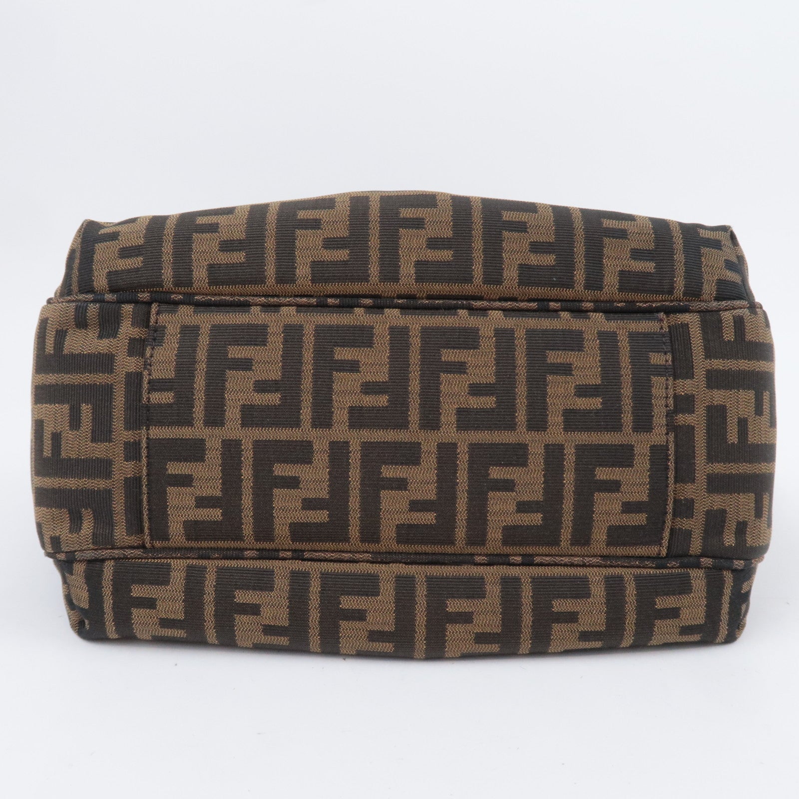 FENDI Zucca Canvas Pleated Tote Bag Brown 8BH268
