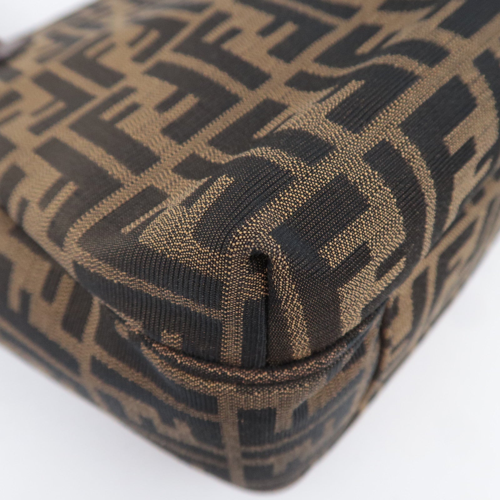 FENDI Zucca Canvas Pleated Tote Bag Brown 8BH268