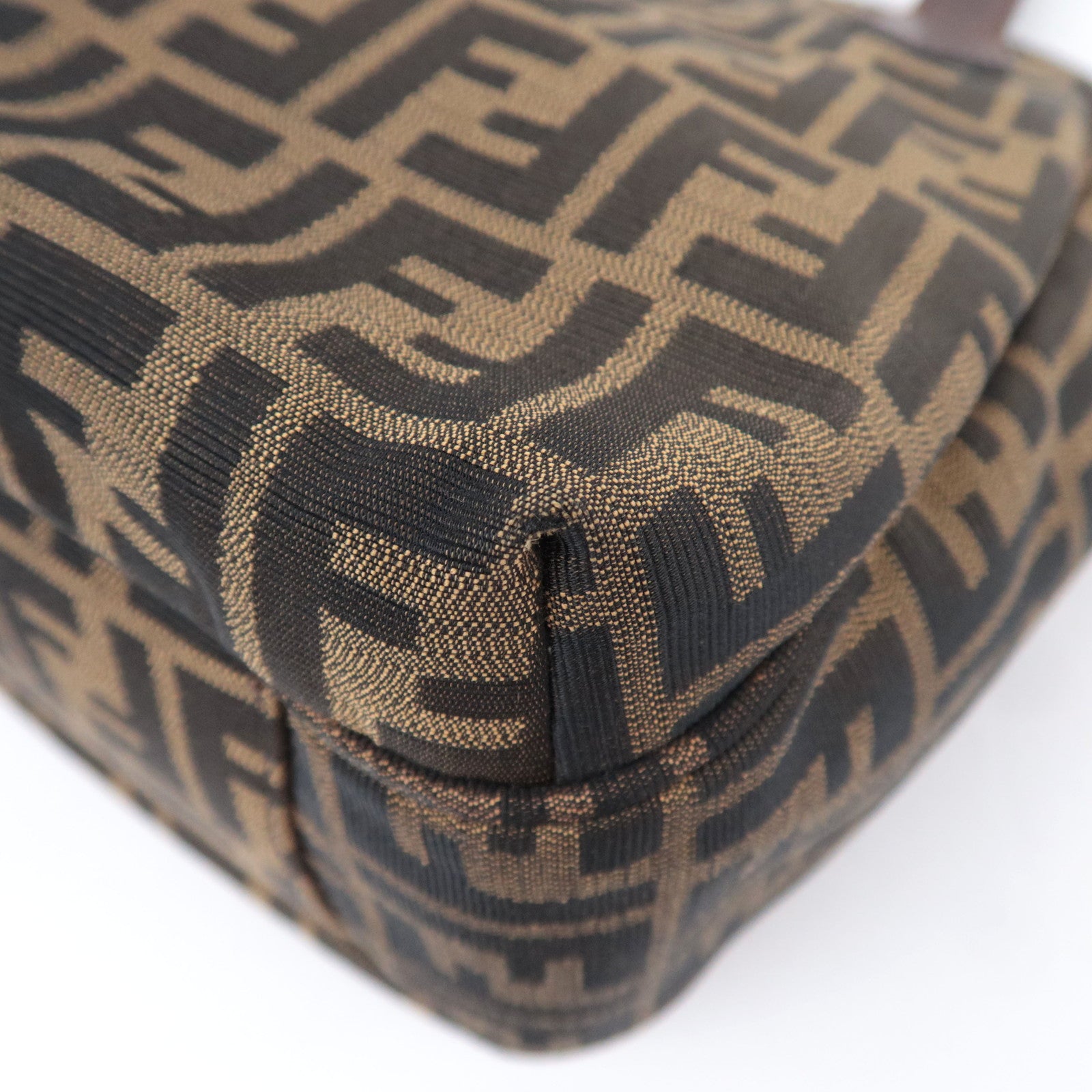 FENDI Zucca Canvas Pleated Tote Bag Brown 8BH268