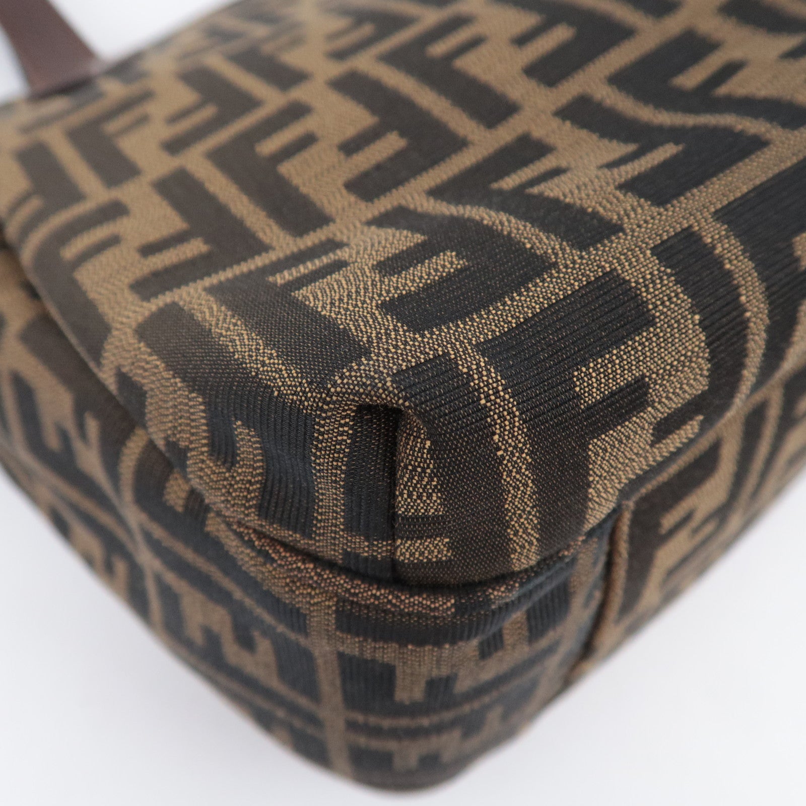 FENDI Zucca Canvas Pleated Tote Bag Brown 8BH268