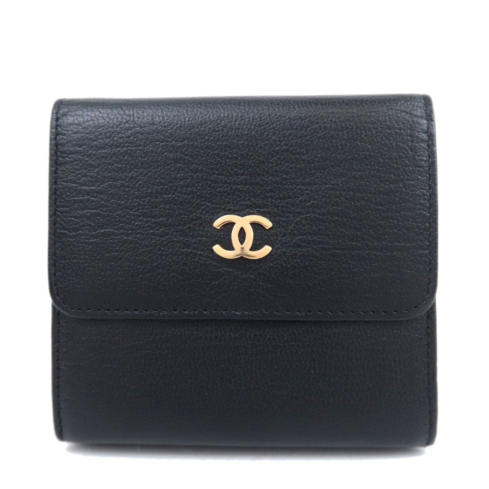 CHANEL Black Leather CC Logo Small Wallet92064
