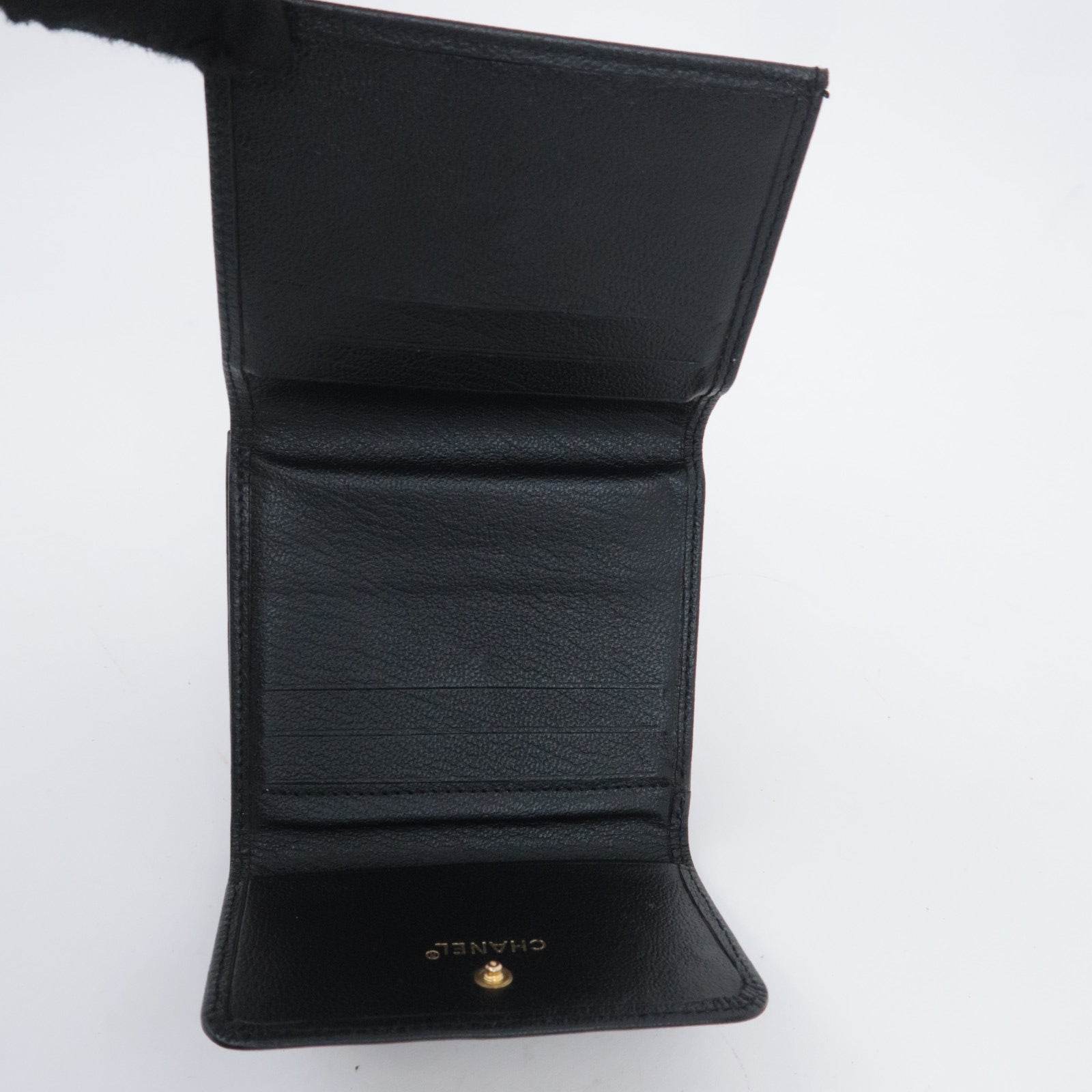 CHANEL Black Leather CC Logo Small Wallet