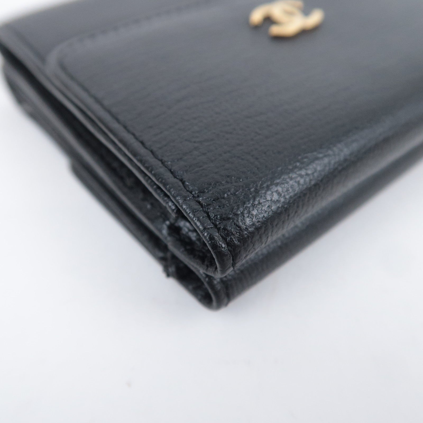CHANEL Black Leather CC Logo Small Wallet