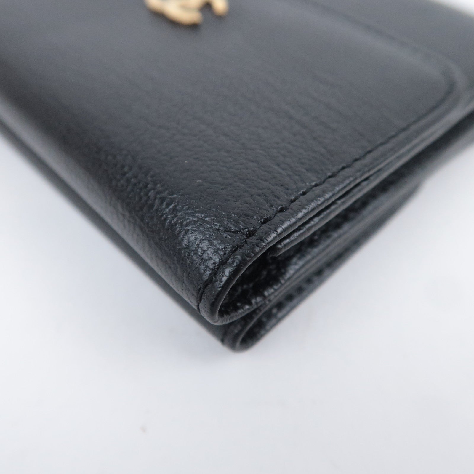 CHANEL Black Leather CC Logo Small Wallet