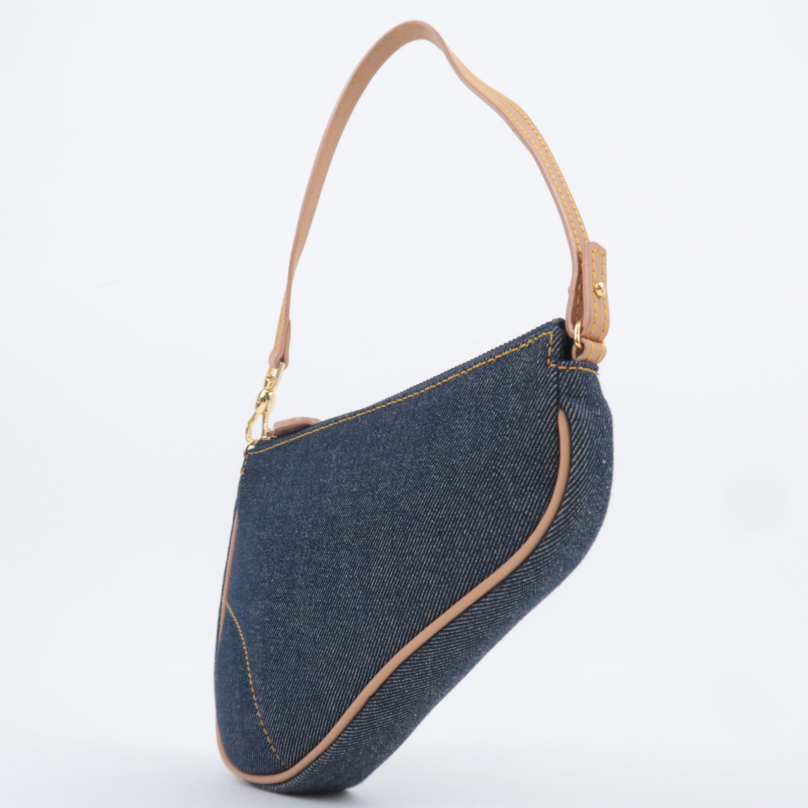 Christian Dior Denim Saddle Bag Navy