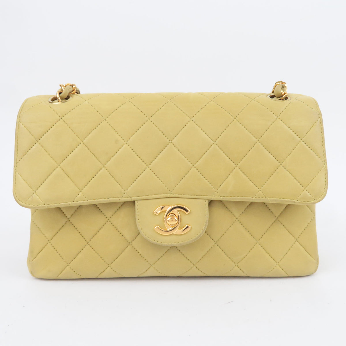 CHANEL Classic Double Flap Bag Lambskin Lime Green