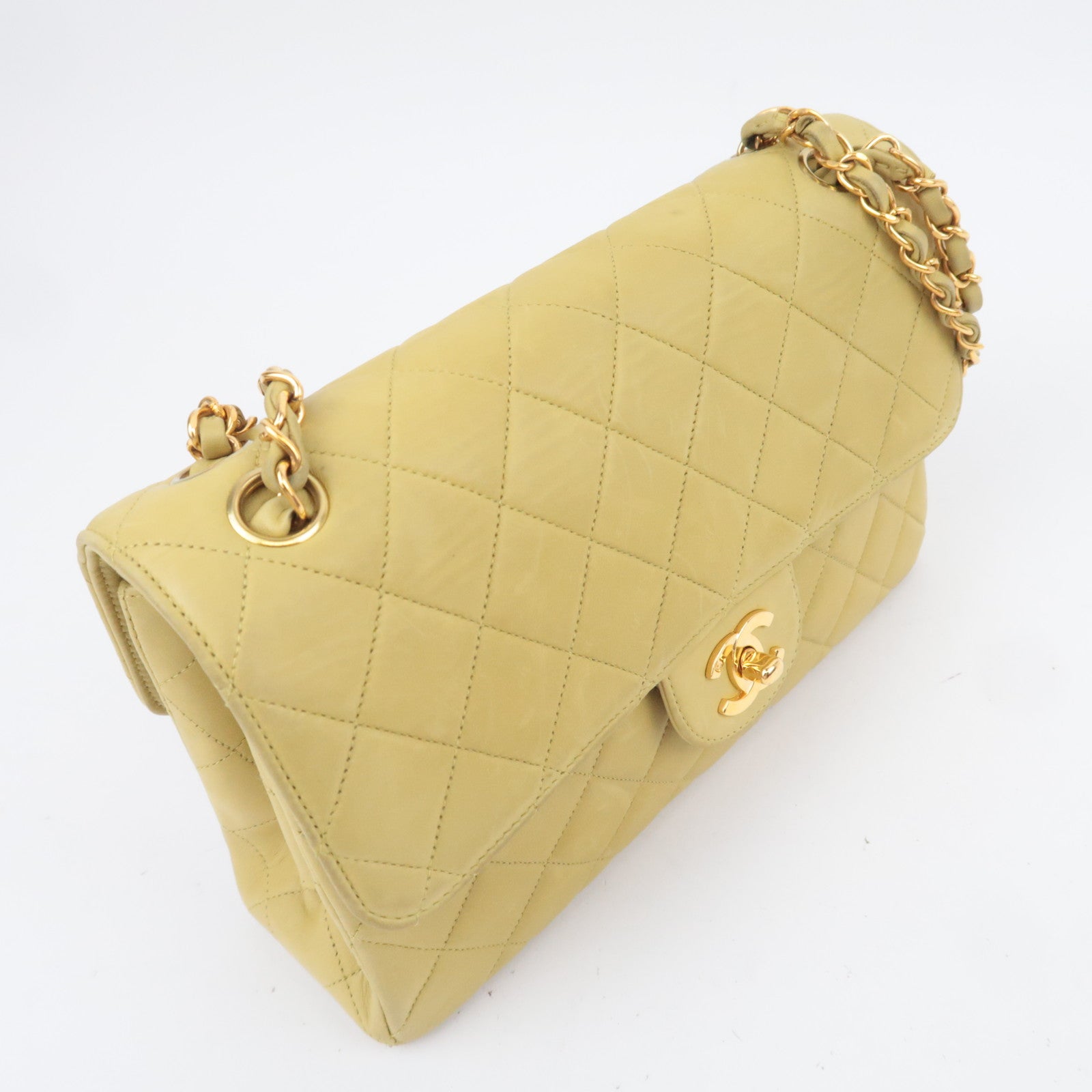 CHANEL Classic Double Flap Bag Lambskin Lime Green