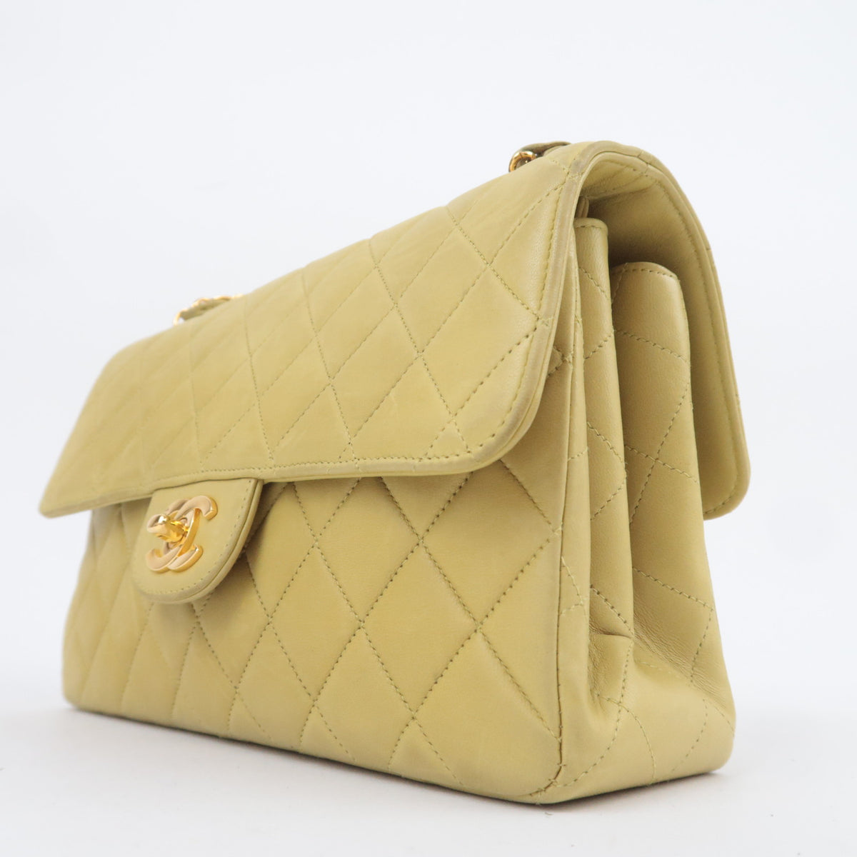 CHANEL Classic Double Flap Bag Lambskin Lime Green