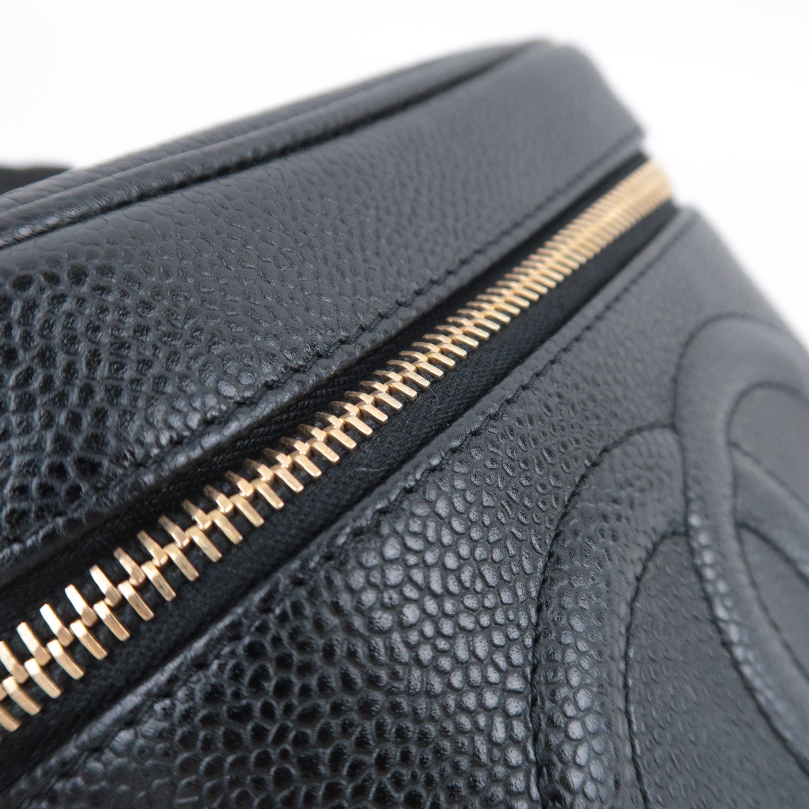 CHANEL Coco Mark Caviar skin Vanity Bag Black A01998