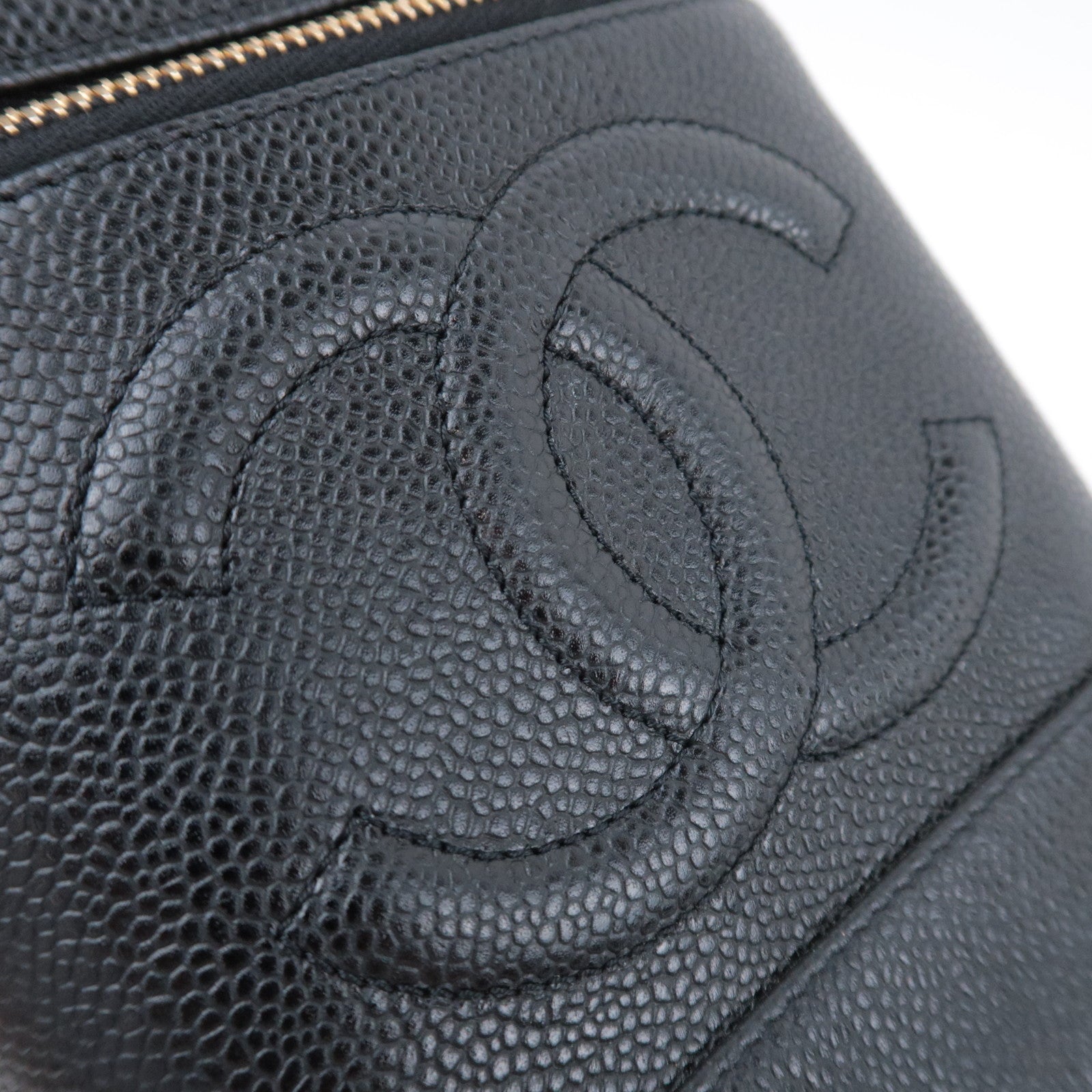 CHANEL Coco Mark Caviar skin Vanity Bag Black A01998